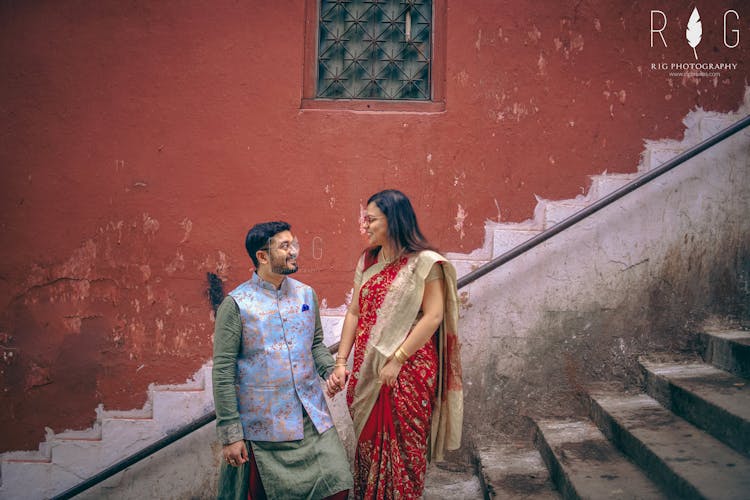 floral print engagement outfits for couple