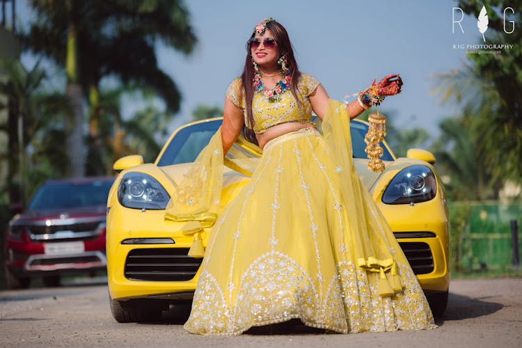 attractive haldi photoshoot poses