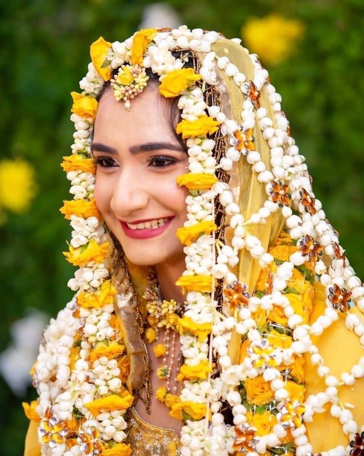 floral dupatta for haldi ceremony