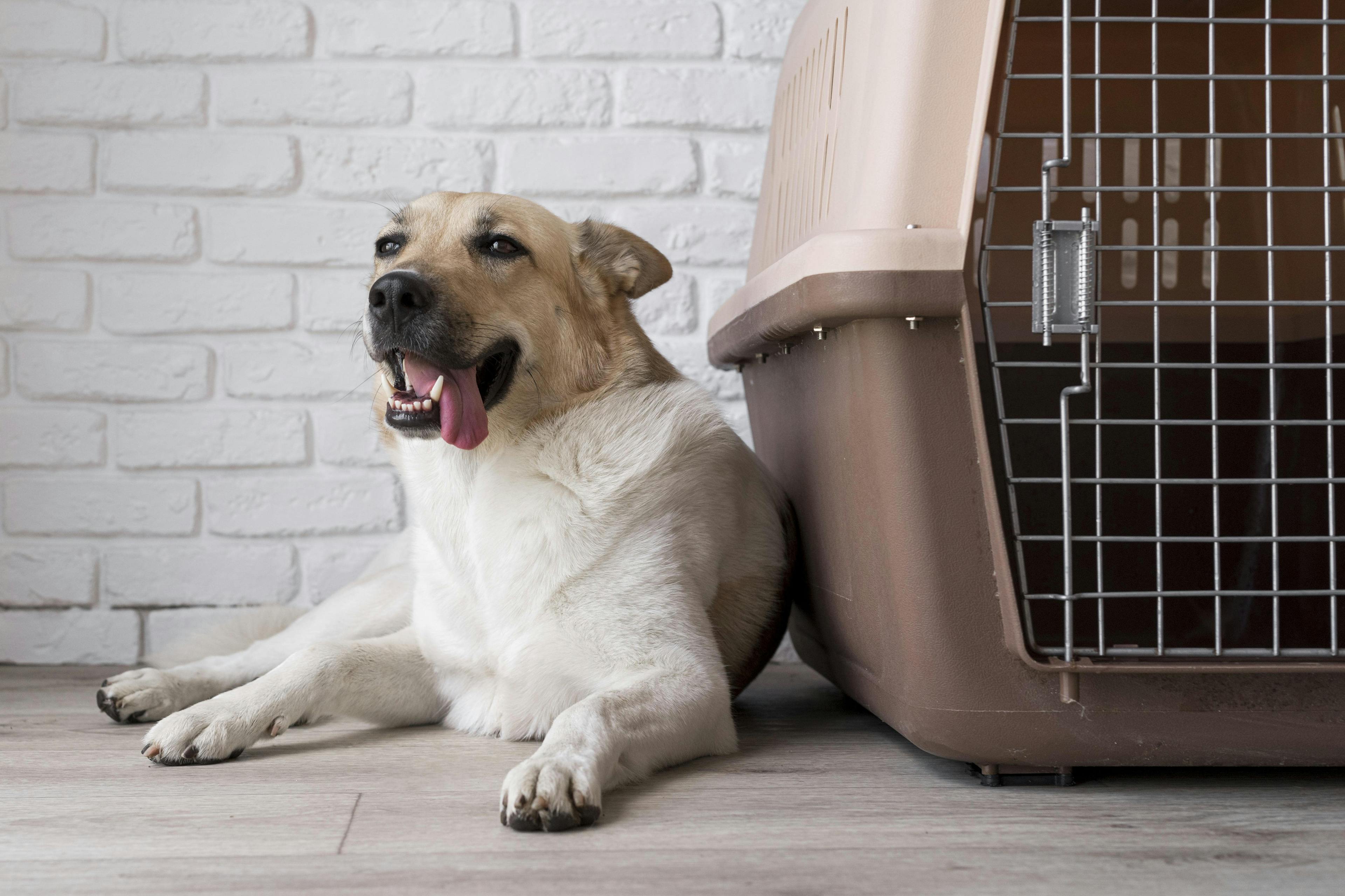 DogBoarding_Suite: A luxurious dog boarding suite with a plush bed and ample space for canine guests