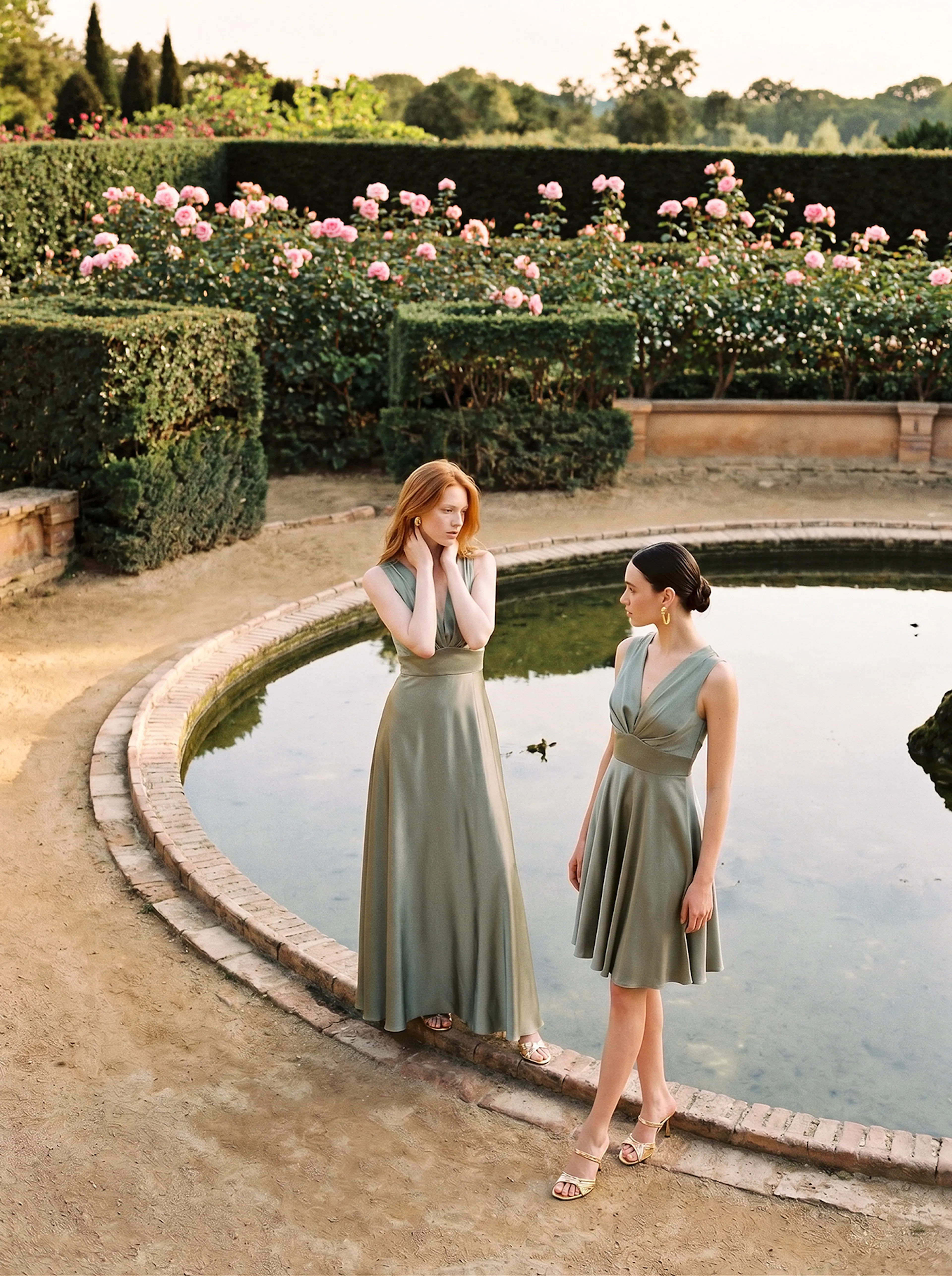 Woman in ceremony dresses 