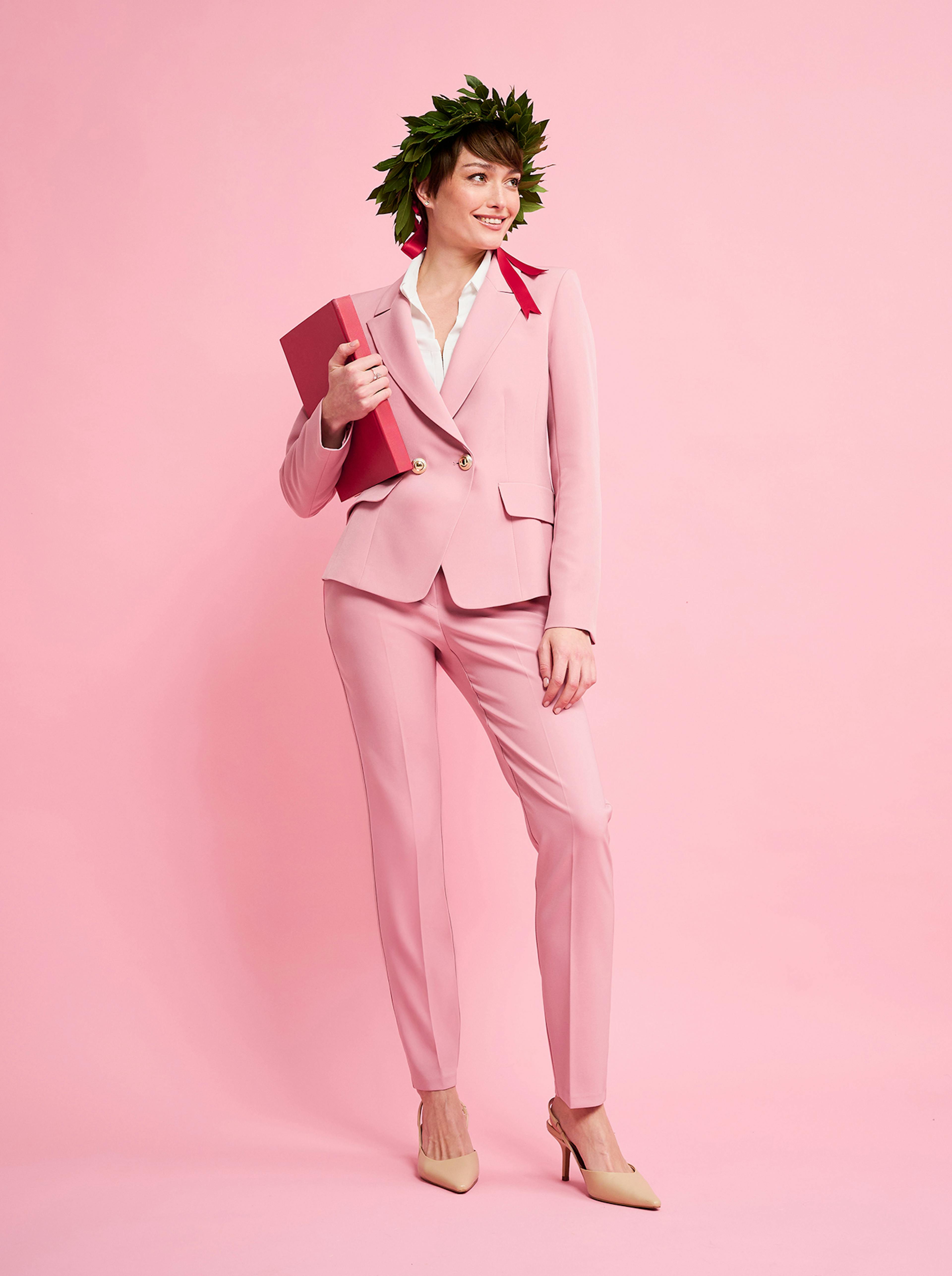 Girl with Pink Graduation Suit