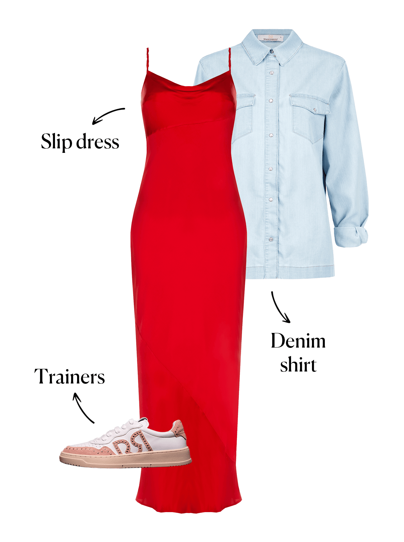 abbinamento sportivo a vestito rosso