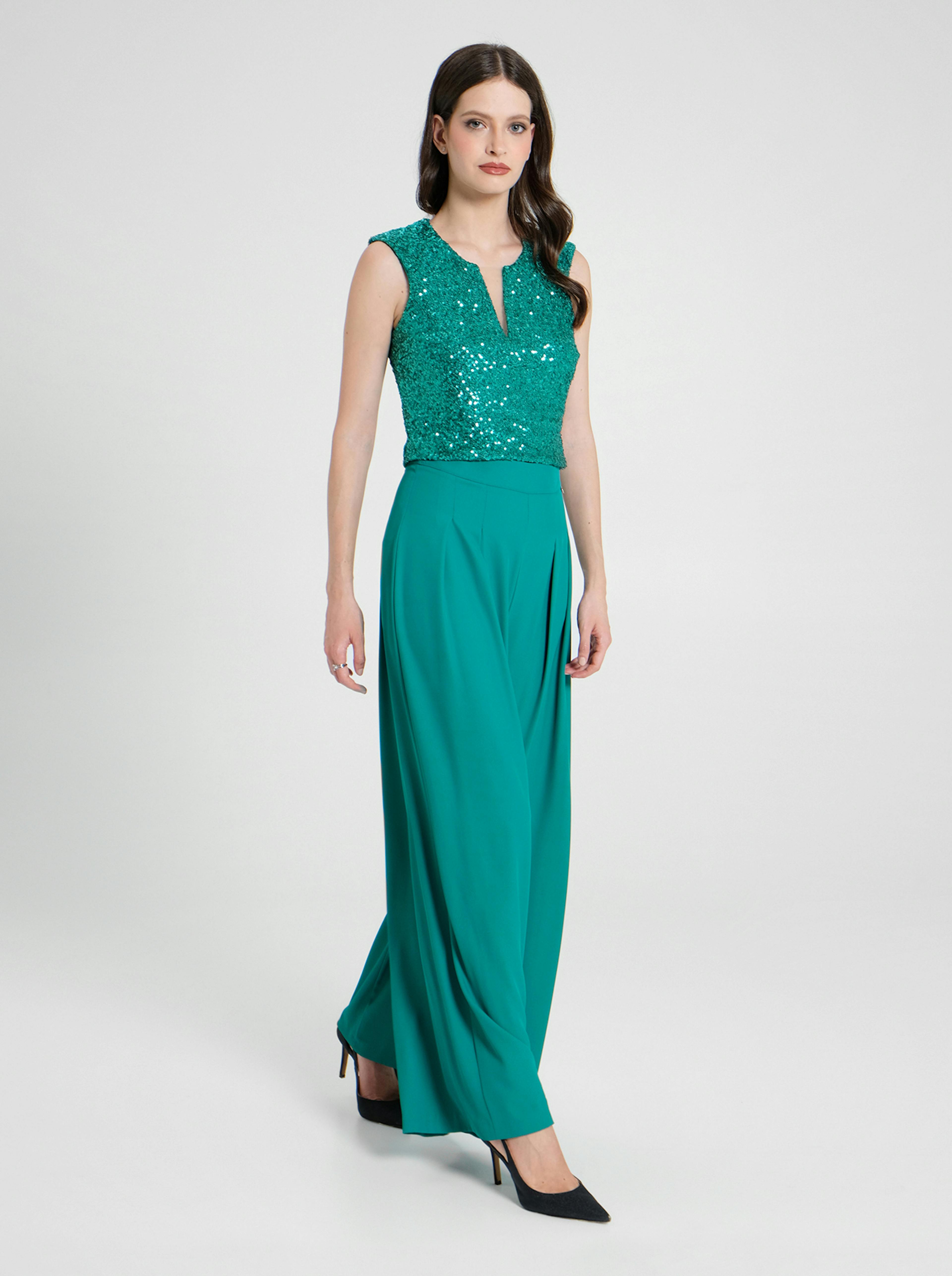 Pantalon Palazzo Vert Jade