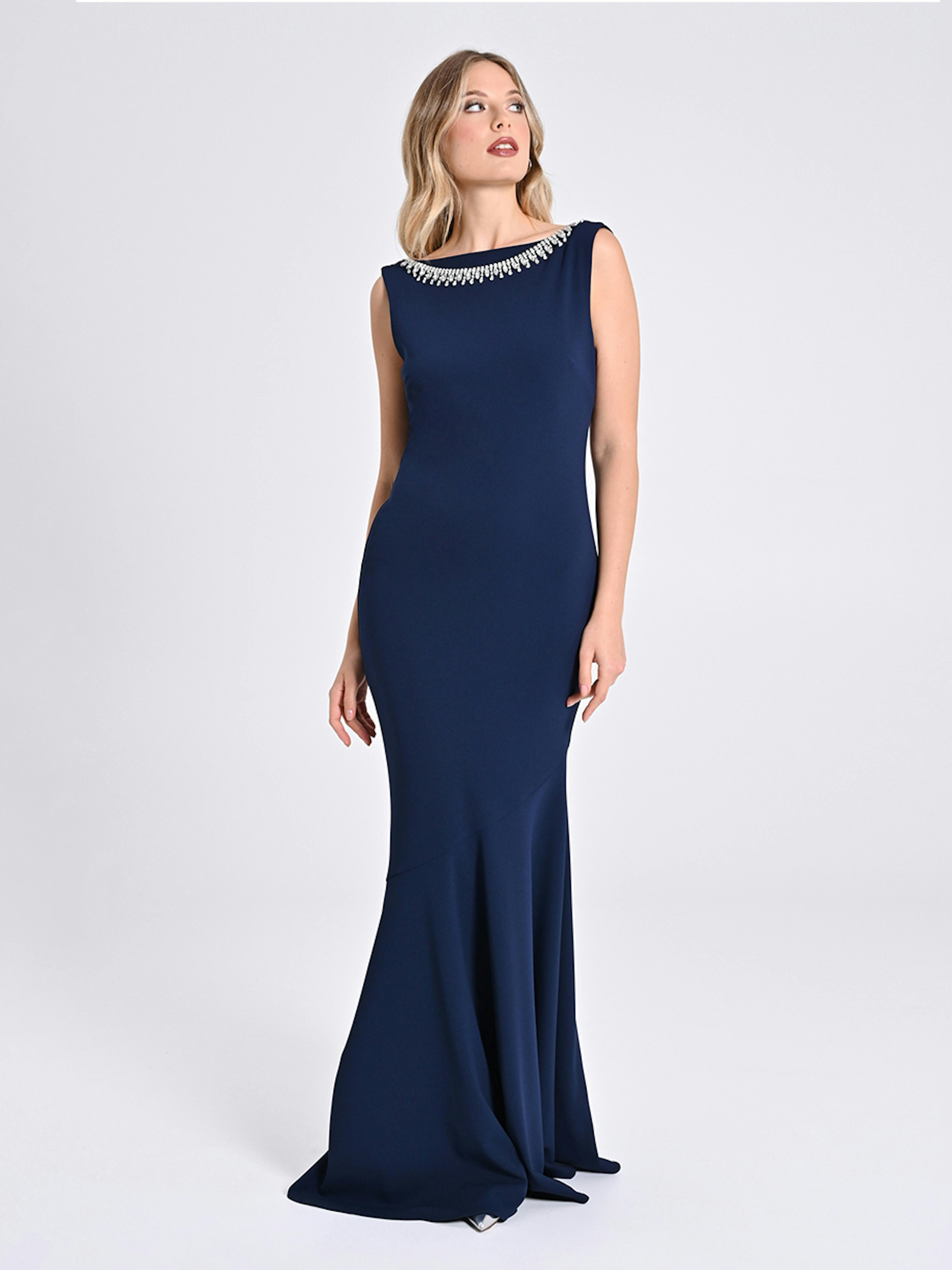 Vestido largo en neopreno crepé