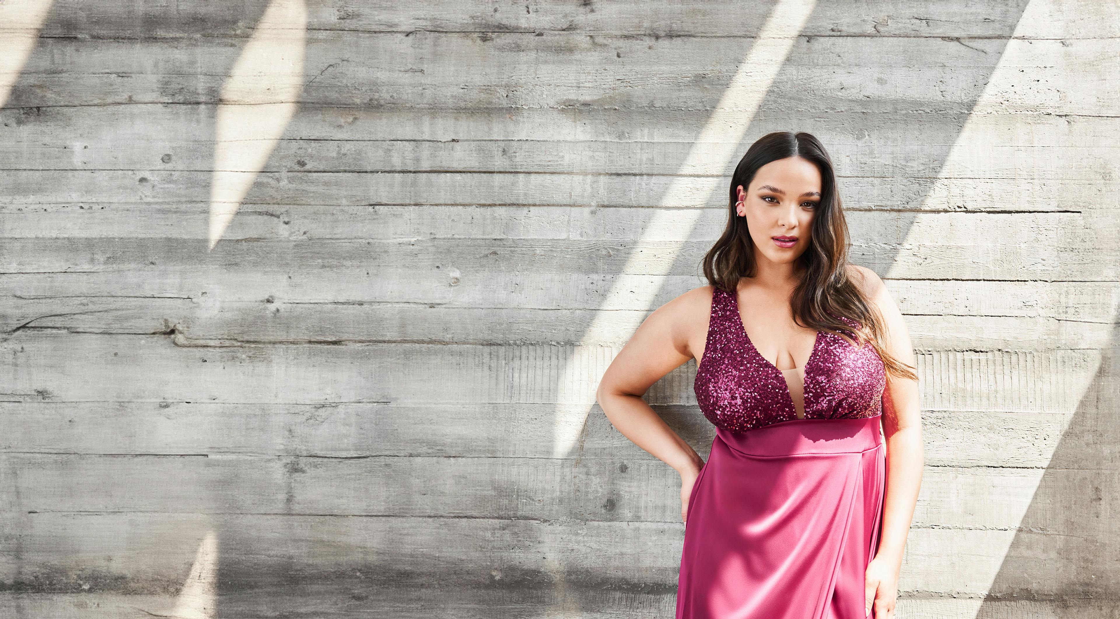 Curvy Model with Glittery ceremony Dress