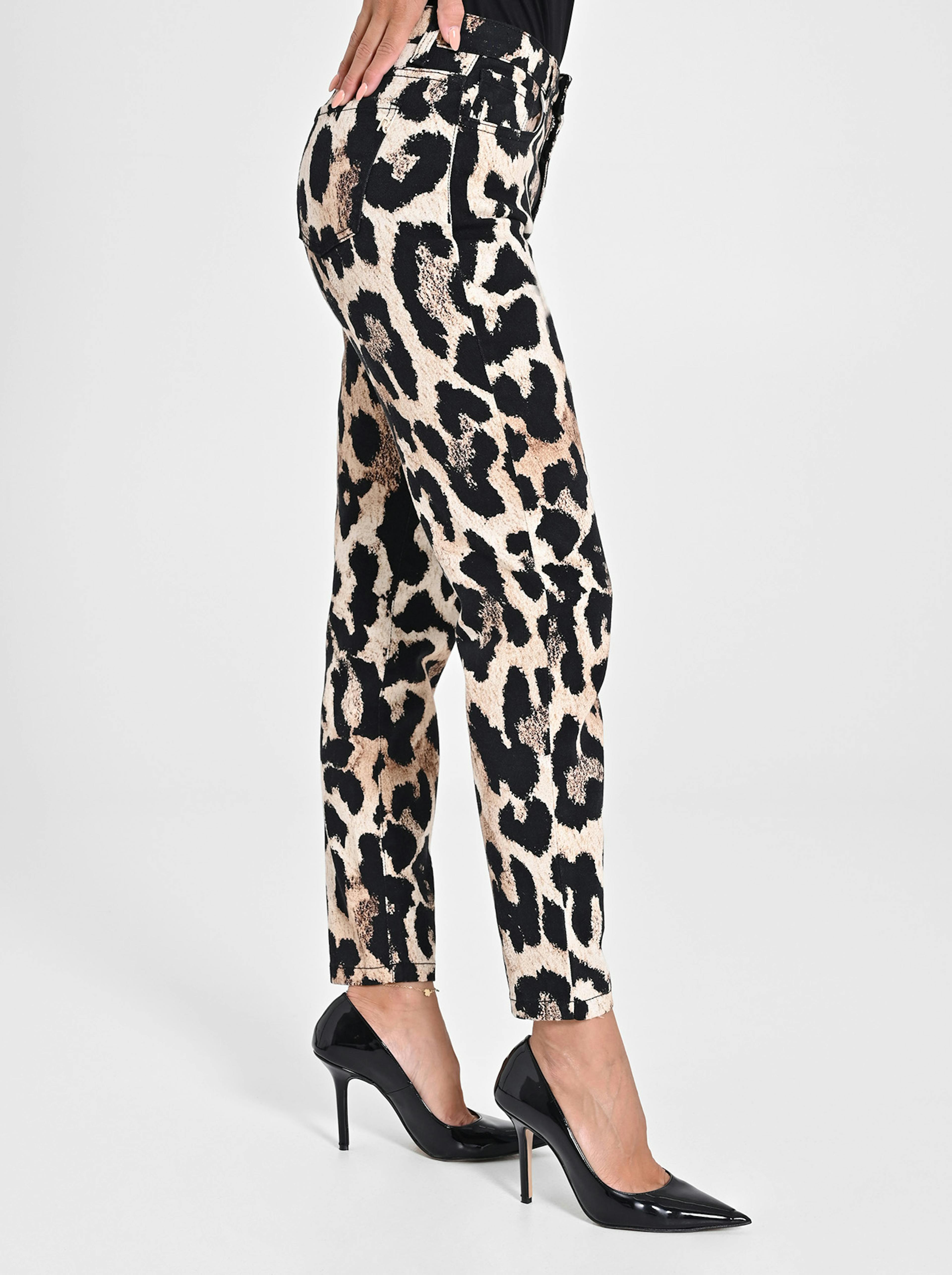 Pantaloni con stampa animalier bianco e nero