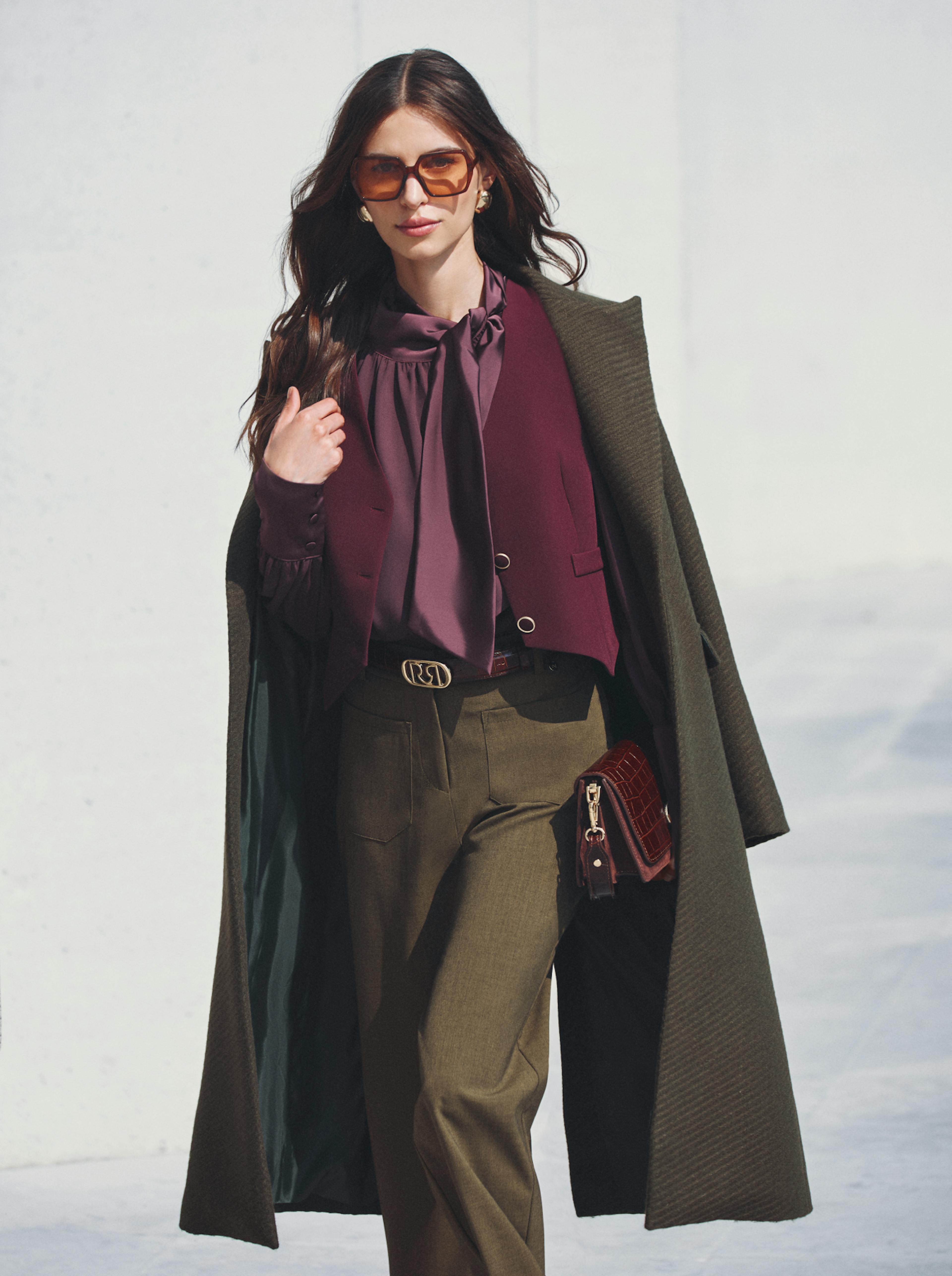 Maxi Cappotto Verde in Panno Operato Disegno Diagonale