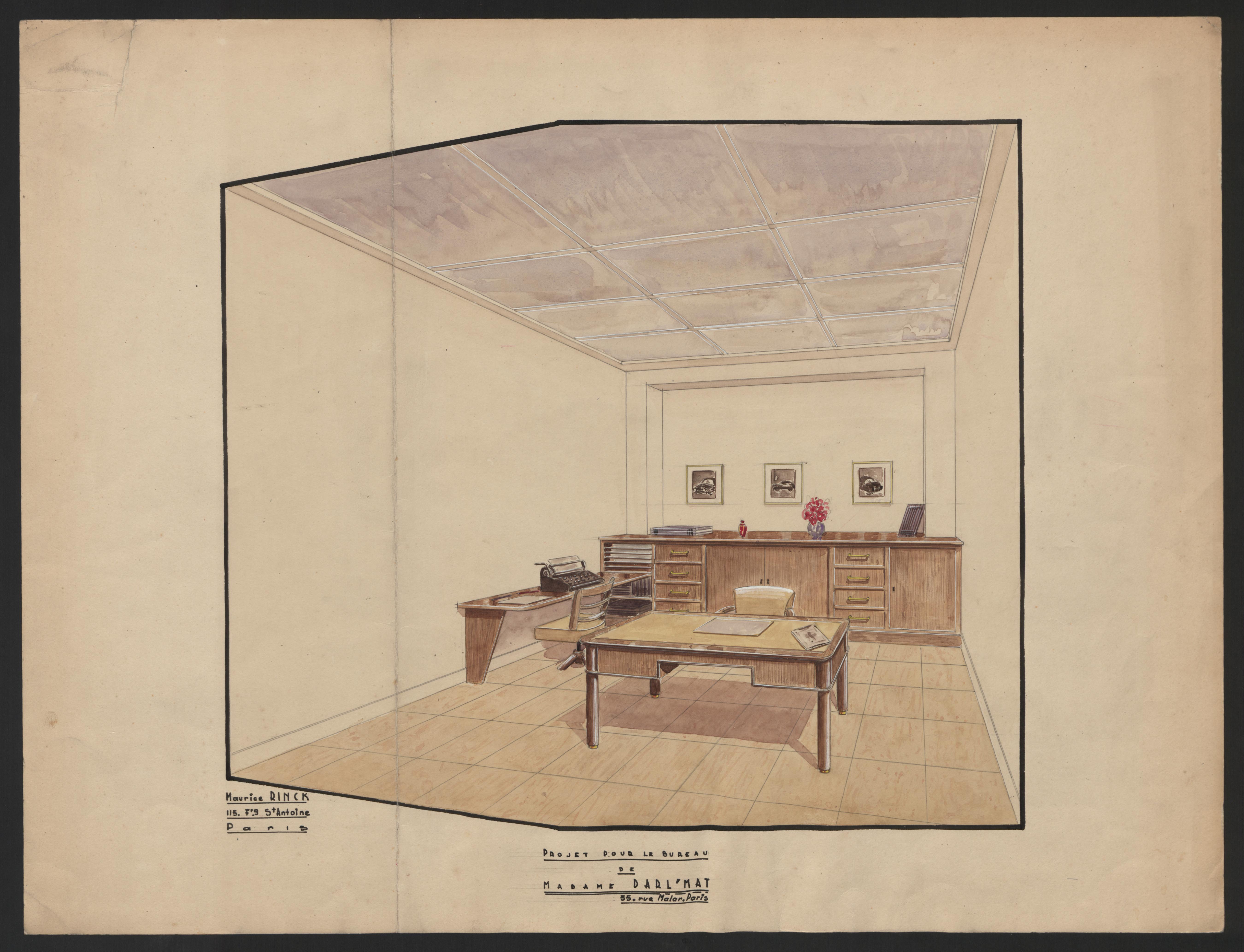 Project for Madame Darl'Mat's office, Paris 7th arrondissement, 1932 © RINCK 
