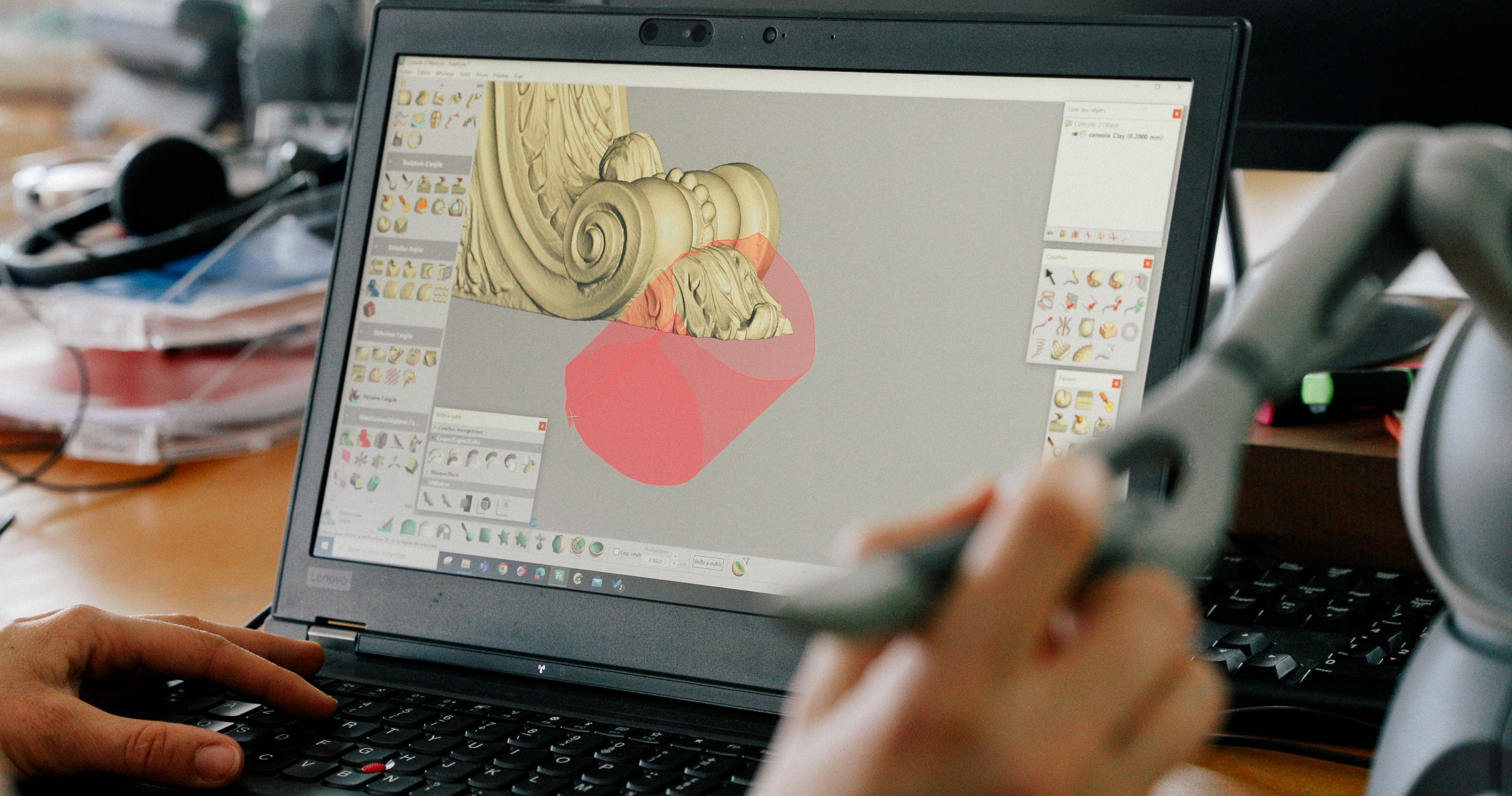 3D modeling of a wood panel element © Gaspard Hermach/RINCK