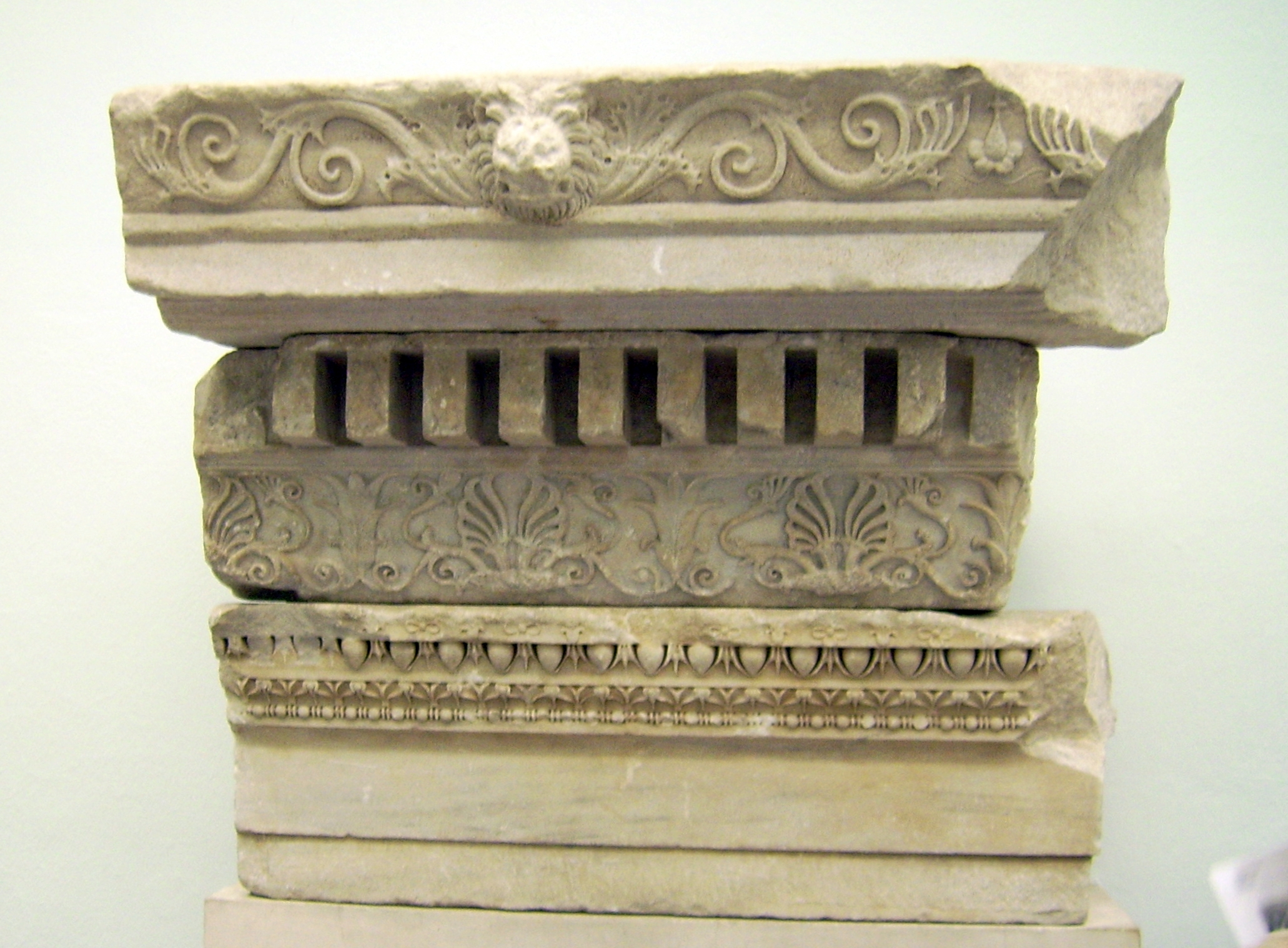 Scrolls at the top of this marble cornice from the high altar at Pergamon, Hellenistic period, 2nd century BC © Creative Commons / Marcus Cyron 