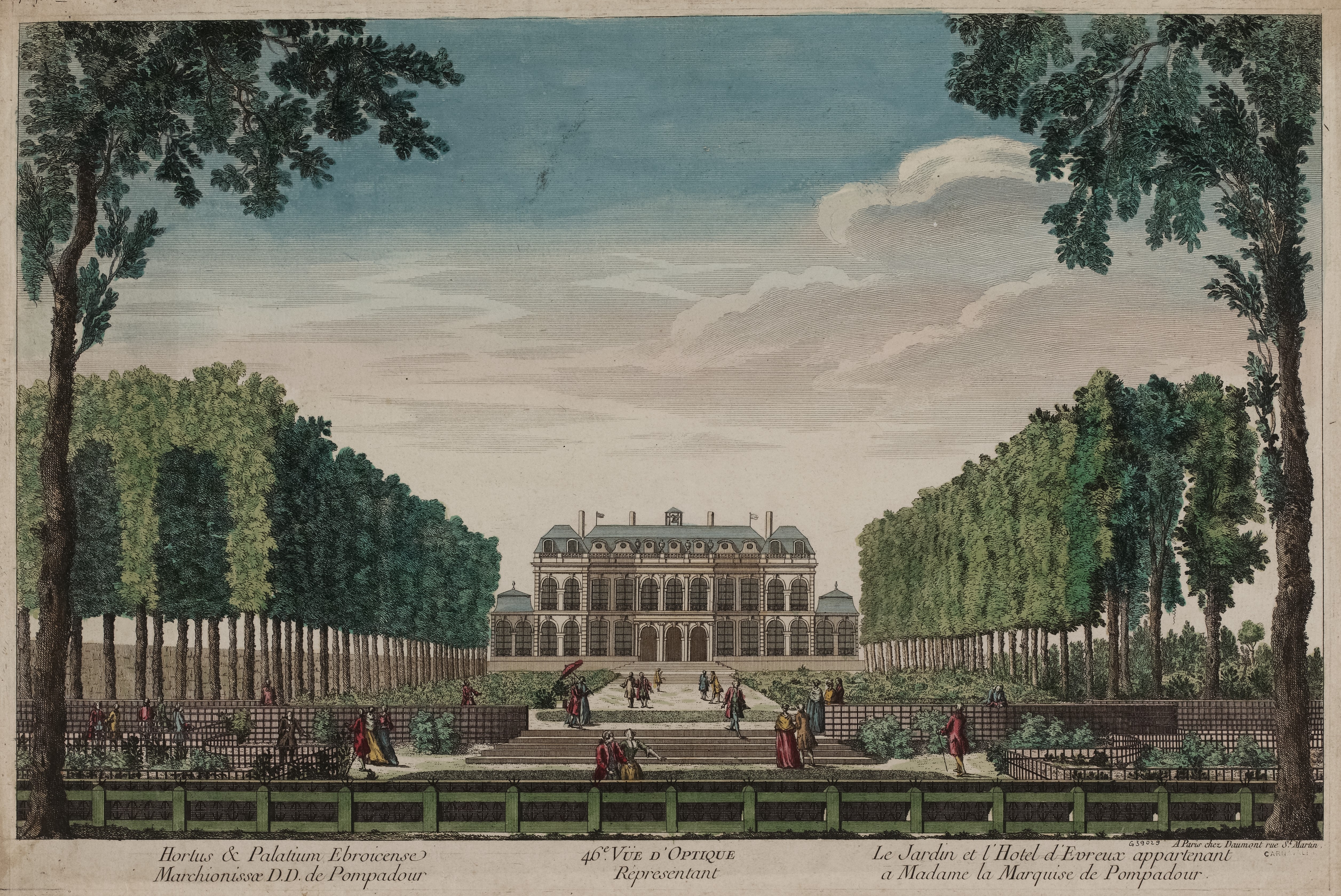  Anonymous, Optical View depicting the Garden and Hôtel d'Évreux (currently the Élysée Palace) belonging to Madame la Marquise de Pompadour, circa 1750 – Carnavalet Museum, Paris © Creative Commons/Mr.Nostalgic