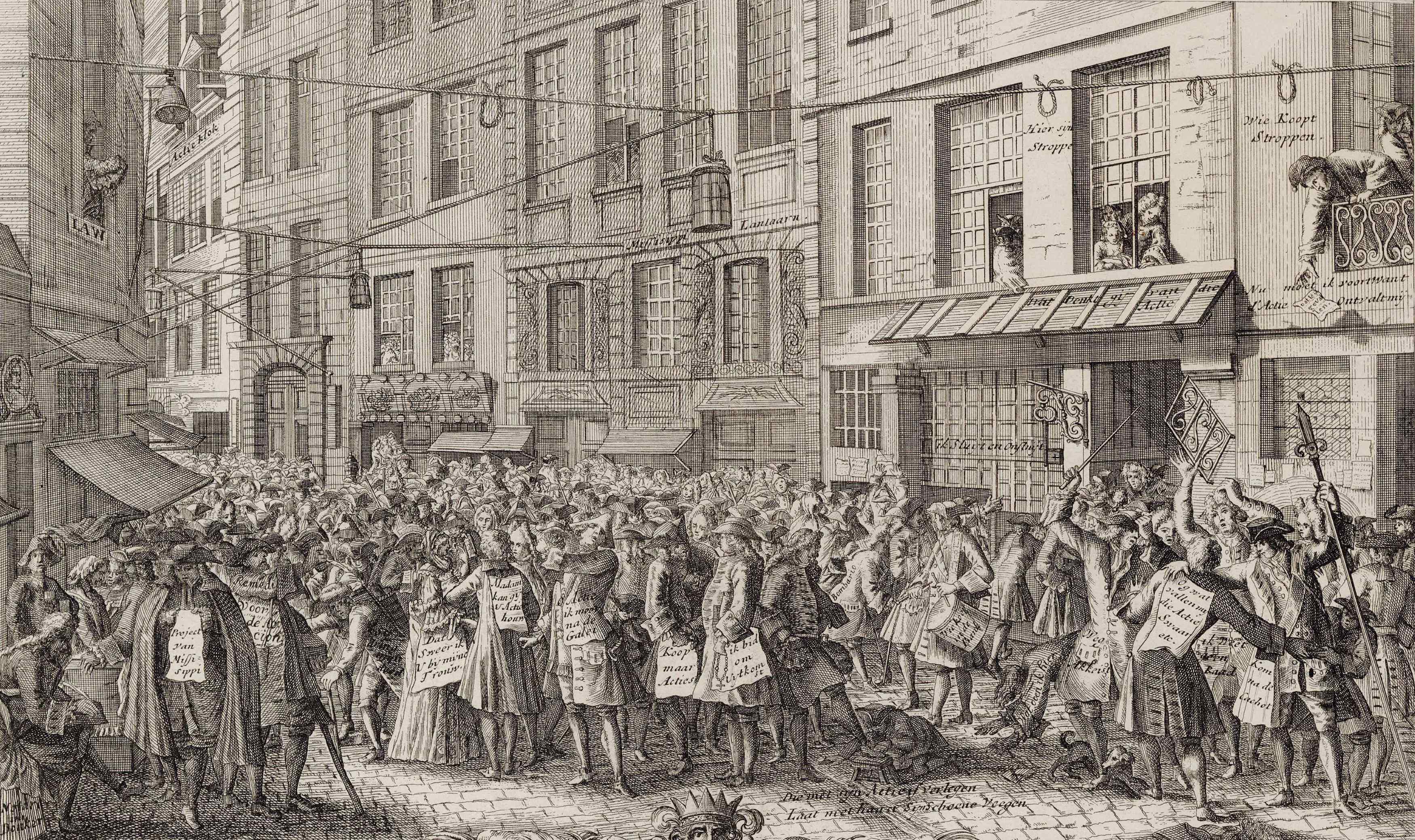  Engraving by Antoine Humblot depicting the bankruptcy of Law in 1720, reminiscent of a stock market crash © Source gallica.bnf.fr / BnF