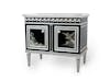 Silver sideboard, black lacquered, Chinese silvered lacquer, set of silvered bronze, 87 x 55 x 86 cm ©RINCK