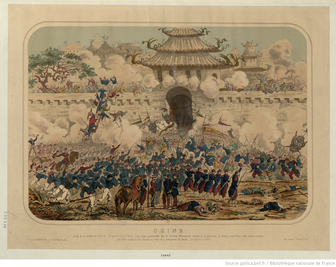 Leo Scherer, Storming of the Summer Palace of the Emperor of China in 1860 © gallica.bnf.fr / Bibliothèque nationale