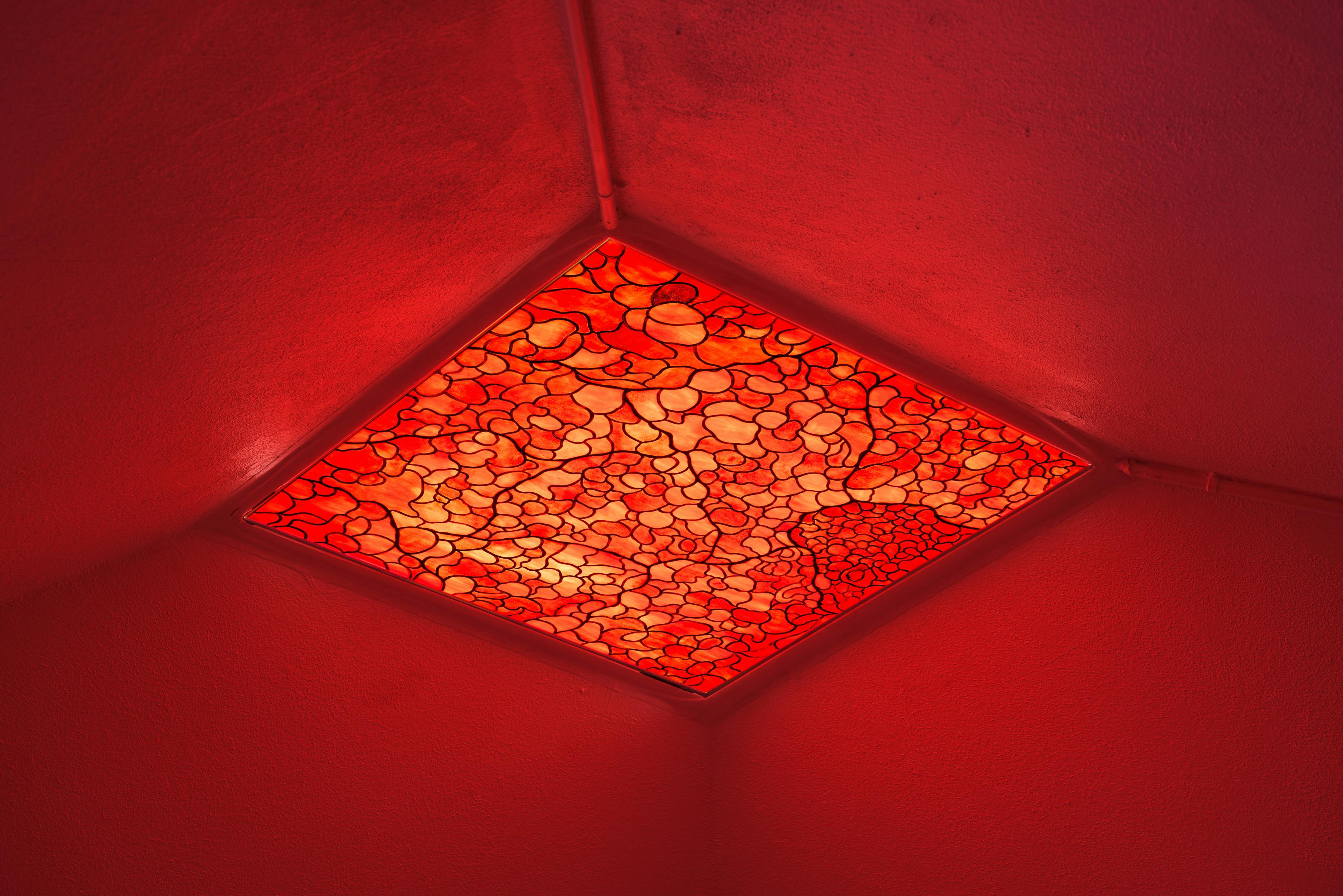 Too weak to catch a chicken, pushing a rock across a road, moving a sofa alone, what idiot prays for a time machine, the shallow end of deep, that was a long time on a boat, platitudes, undiluted African darkness, I can hear you chewing even with your mouth closed, my debts! chop the wood, thoughts and prayers, domain randomization, they say like anything the cancer can sneak up on you, nonsense she spits while speaking, all incidents are proceeded by a sign Handcrafted glass 2025 78 × 78 × 1 cm