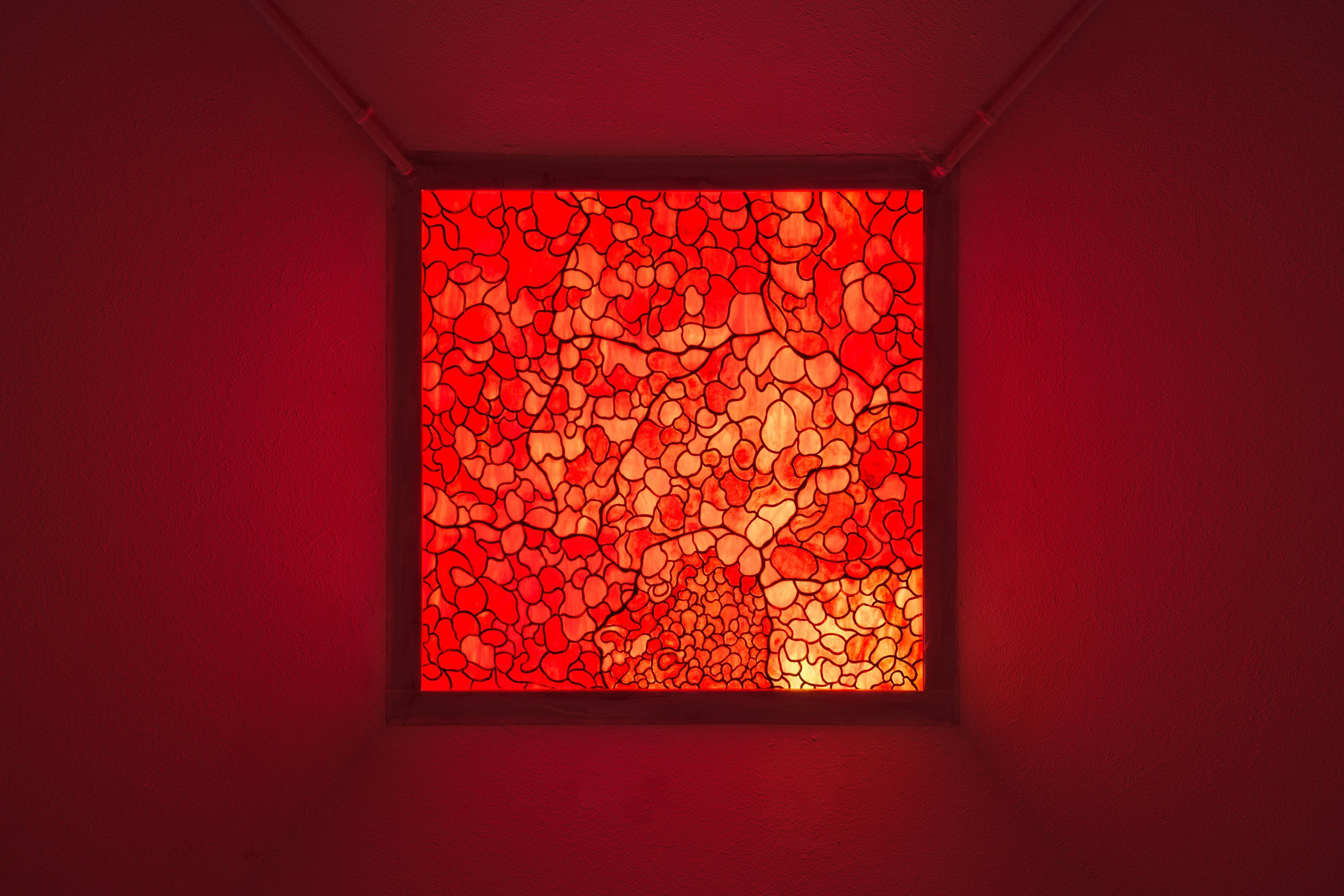 The neighbor’s chicken is a goose, from the ditch to the pit, don’t piss on concrete, I’ve lost my sky, follow the river, we should leave today, flavors of the mountain sea and sky, what does the rain matter to the drowning? don’t be like that, problems are a byproduct of risk, the Chicago fire was started by a cow, today as in the day that has passed or the day that is coming, well fitted sneakers for flat feet, eat more protein, you’re calling yourself to the stand? platitudes, it’s been an issue the whole time, it’s already passed the 4th stomach, thoughts and prayers, was it the bed wetting or the swaying, the arrest or the inability to grip properly, you can’t smell that way at this hour, money is dirt, the dog is the brother of the fox Handcrafted glass 2025 78 × 78 × 1 cm