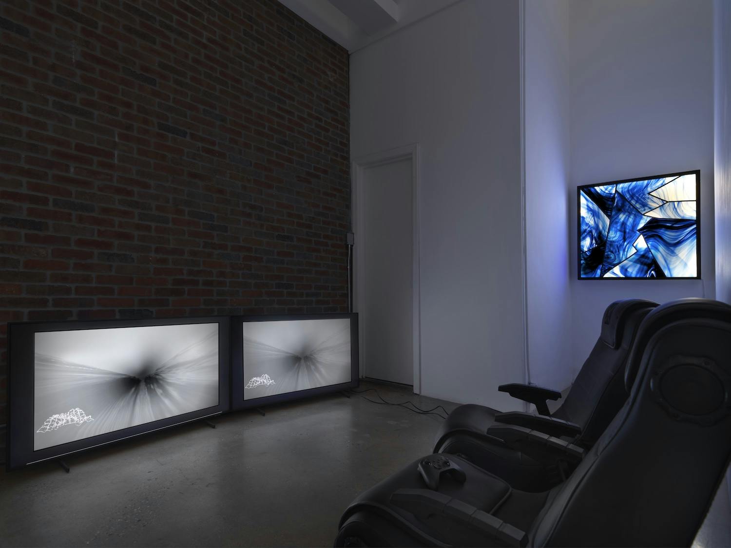 With Jacqueline Kiyomi Gork, The Bells Pursuing One Another, 2022. Video game, controllers, monitors, gaming chairs. Dimensions variable