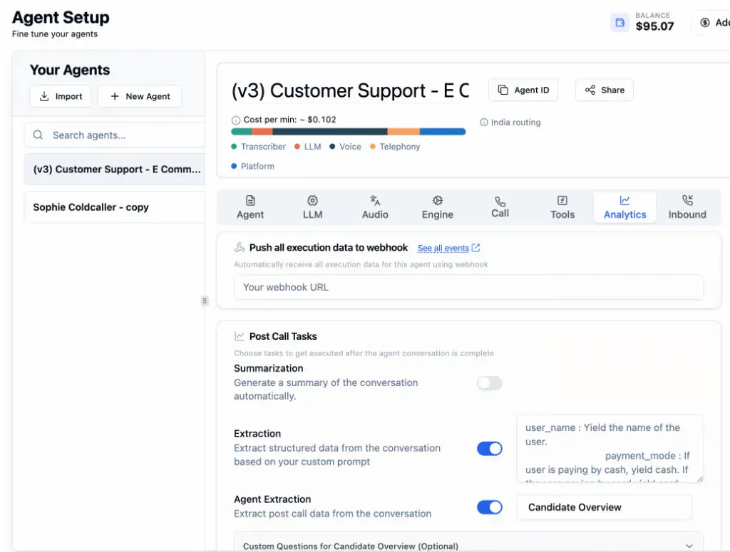 Bolna AI dashboard