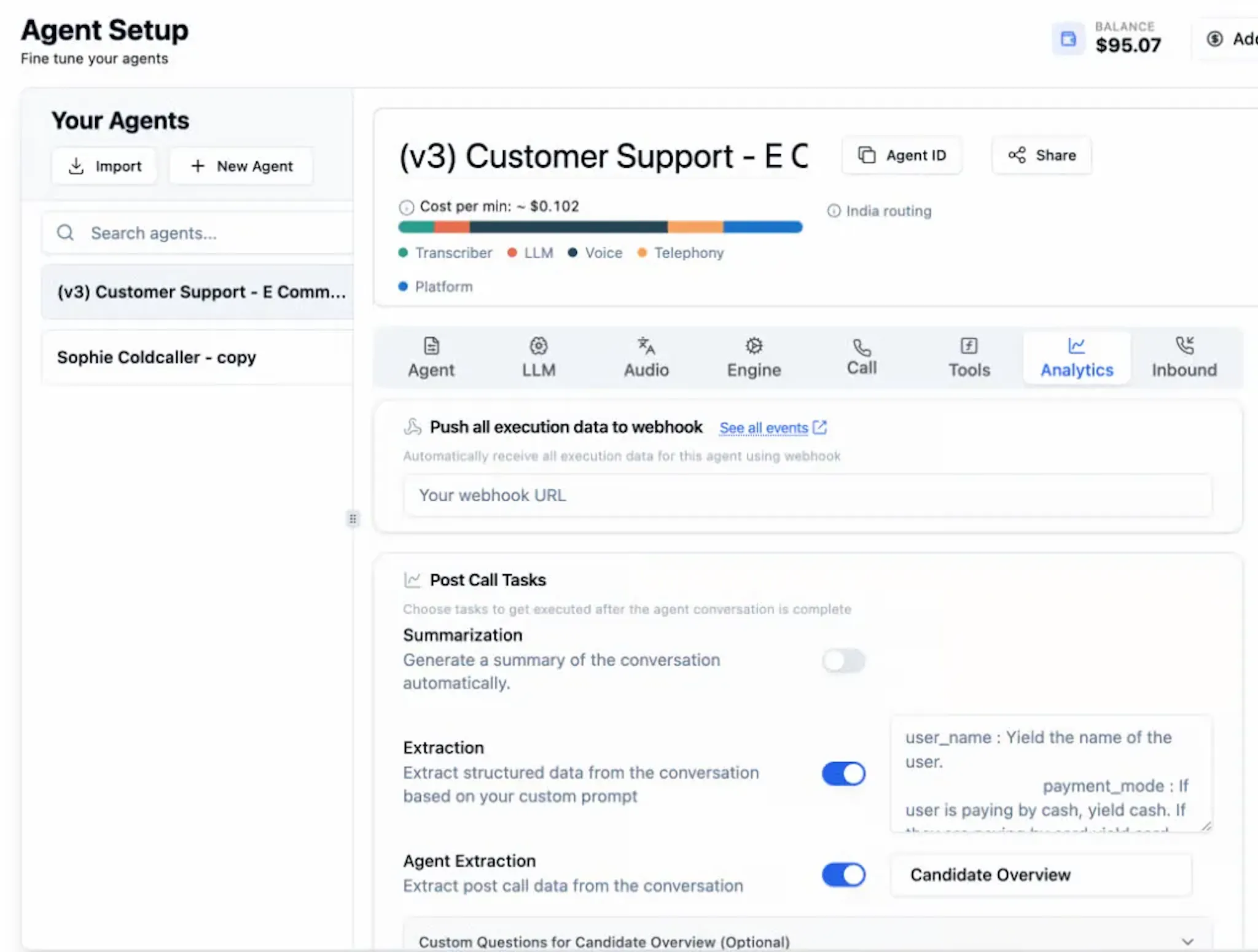 Bolna AI dashboard