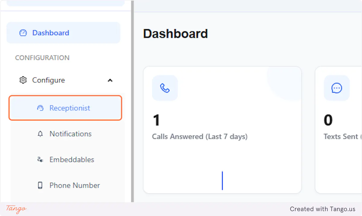 My AI Front Desk dashboard