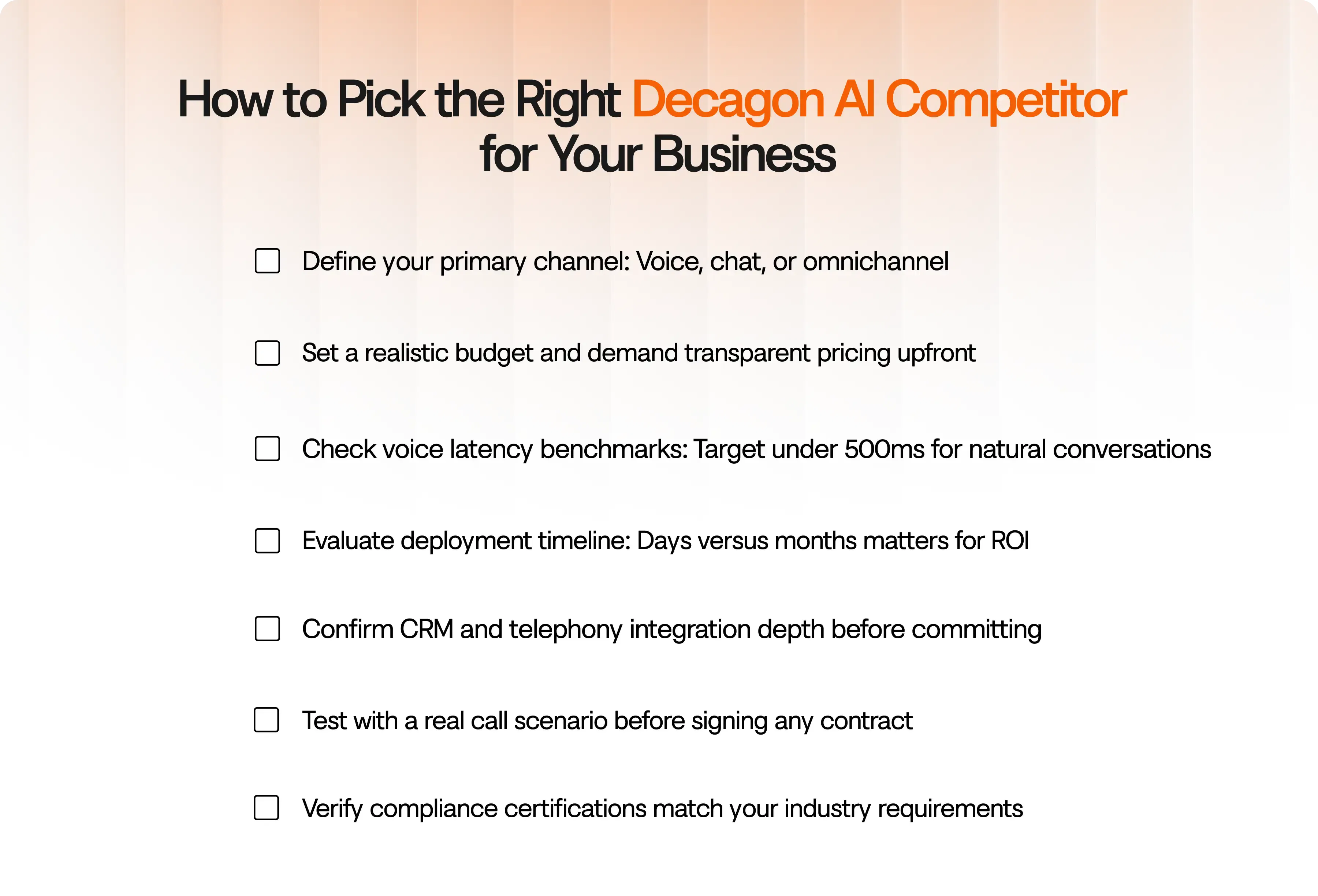 Step-by-step guide to evaluating Decagon AI competitors for enterprise teams