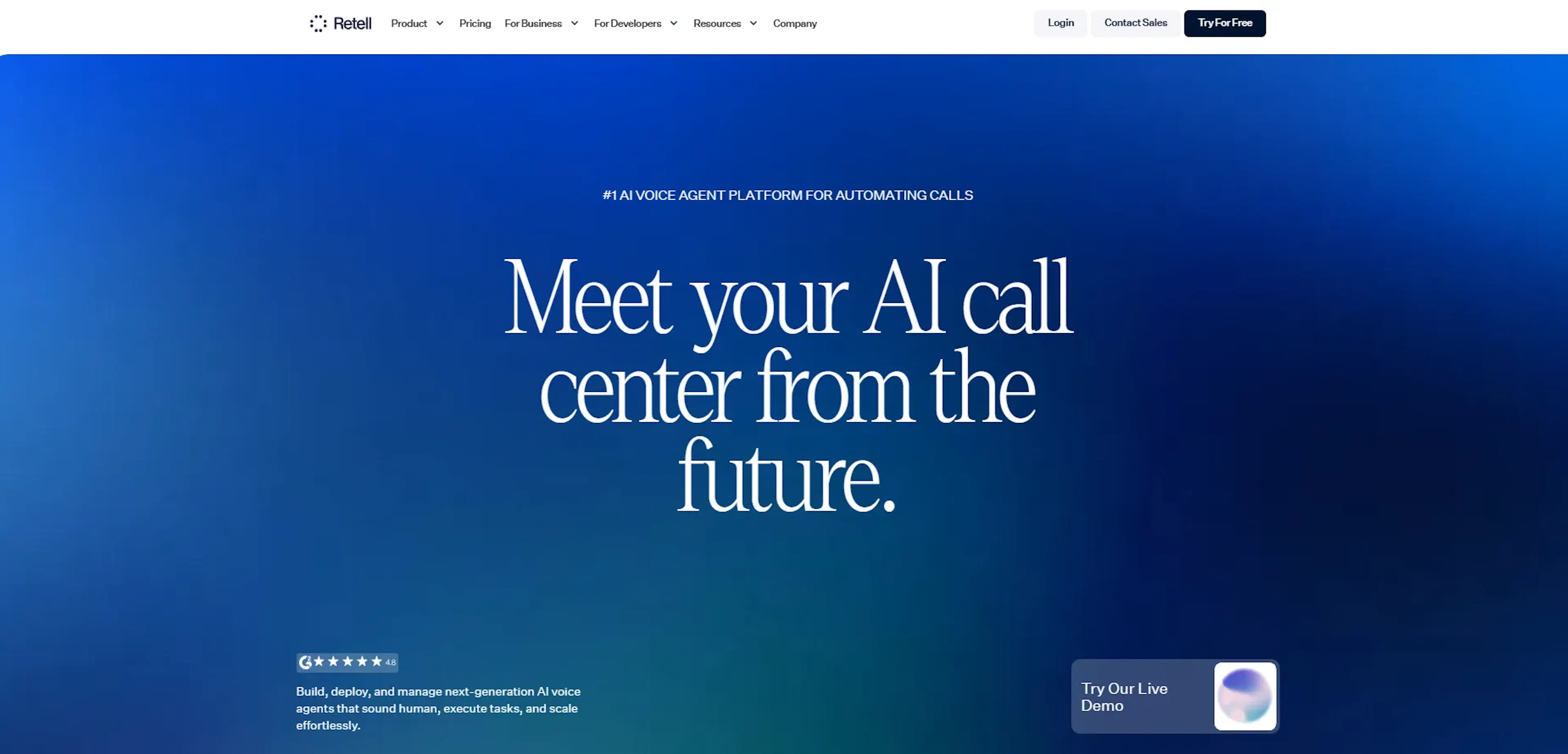 Retell AI dashboard