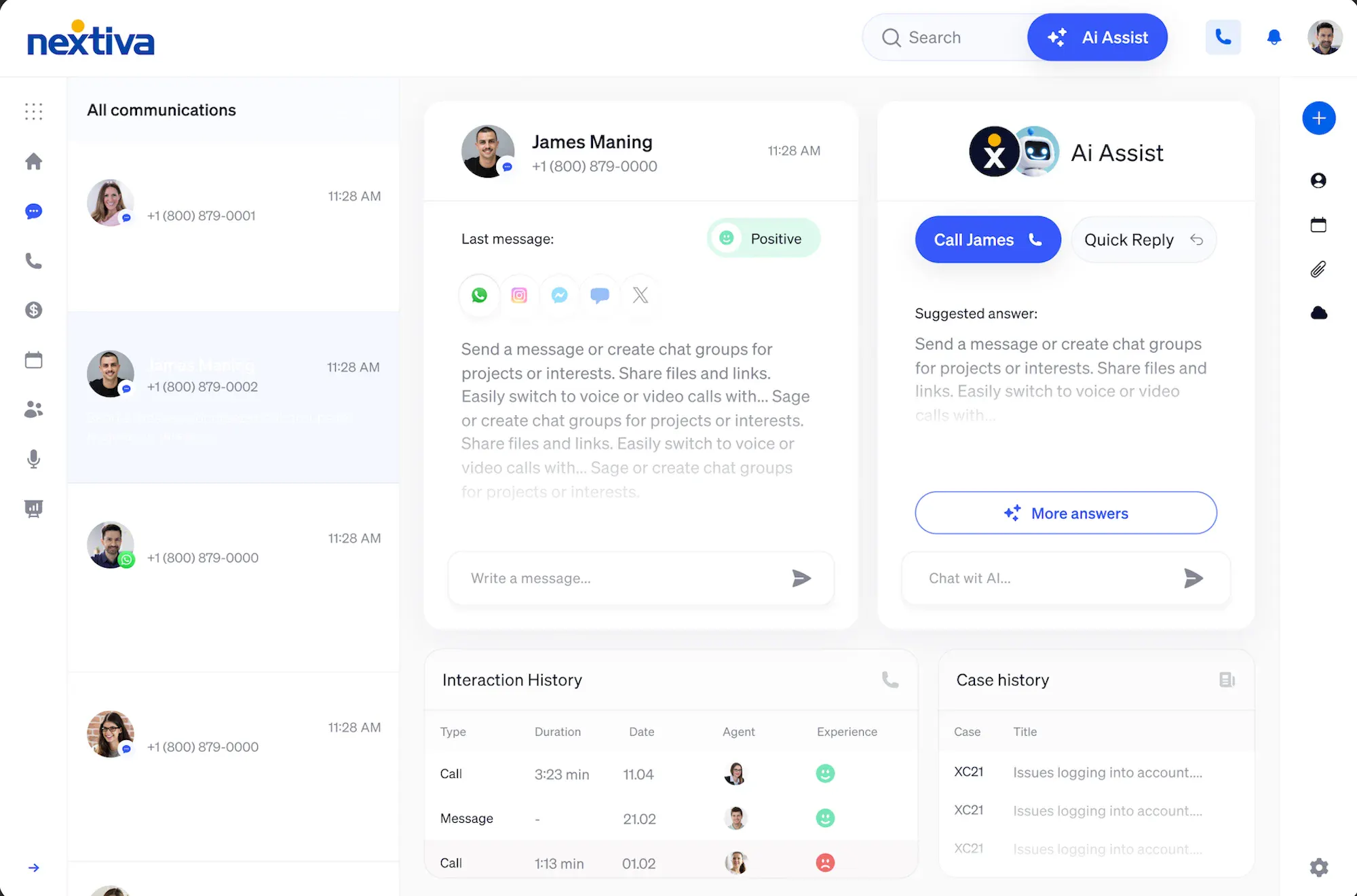 Nextiva AI dashboard