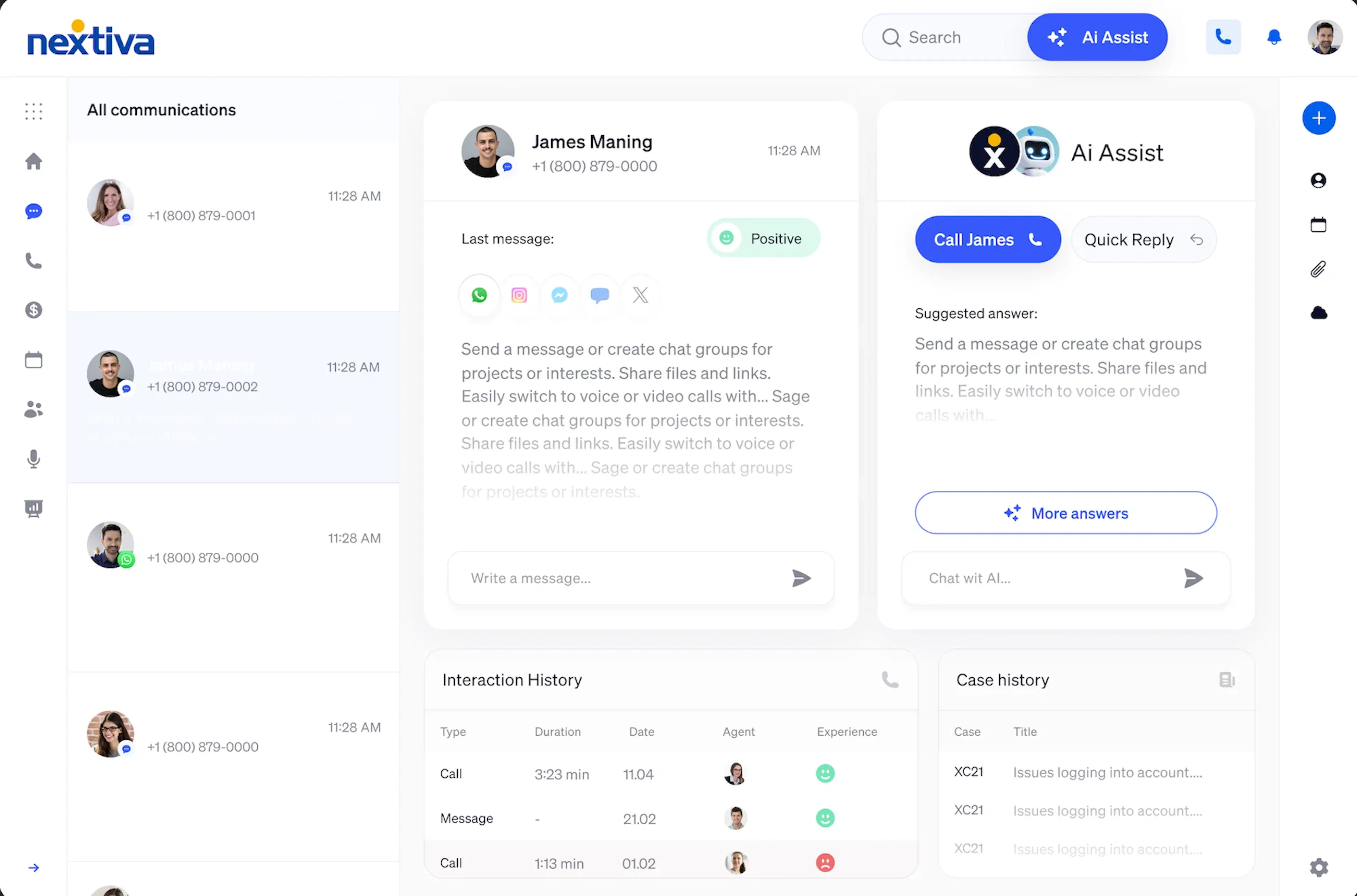 Nextiva AI dashboard