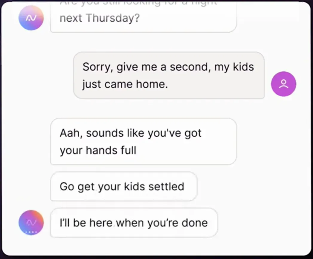 A voice call transcript on Parloa AI