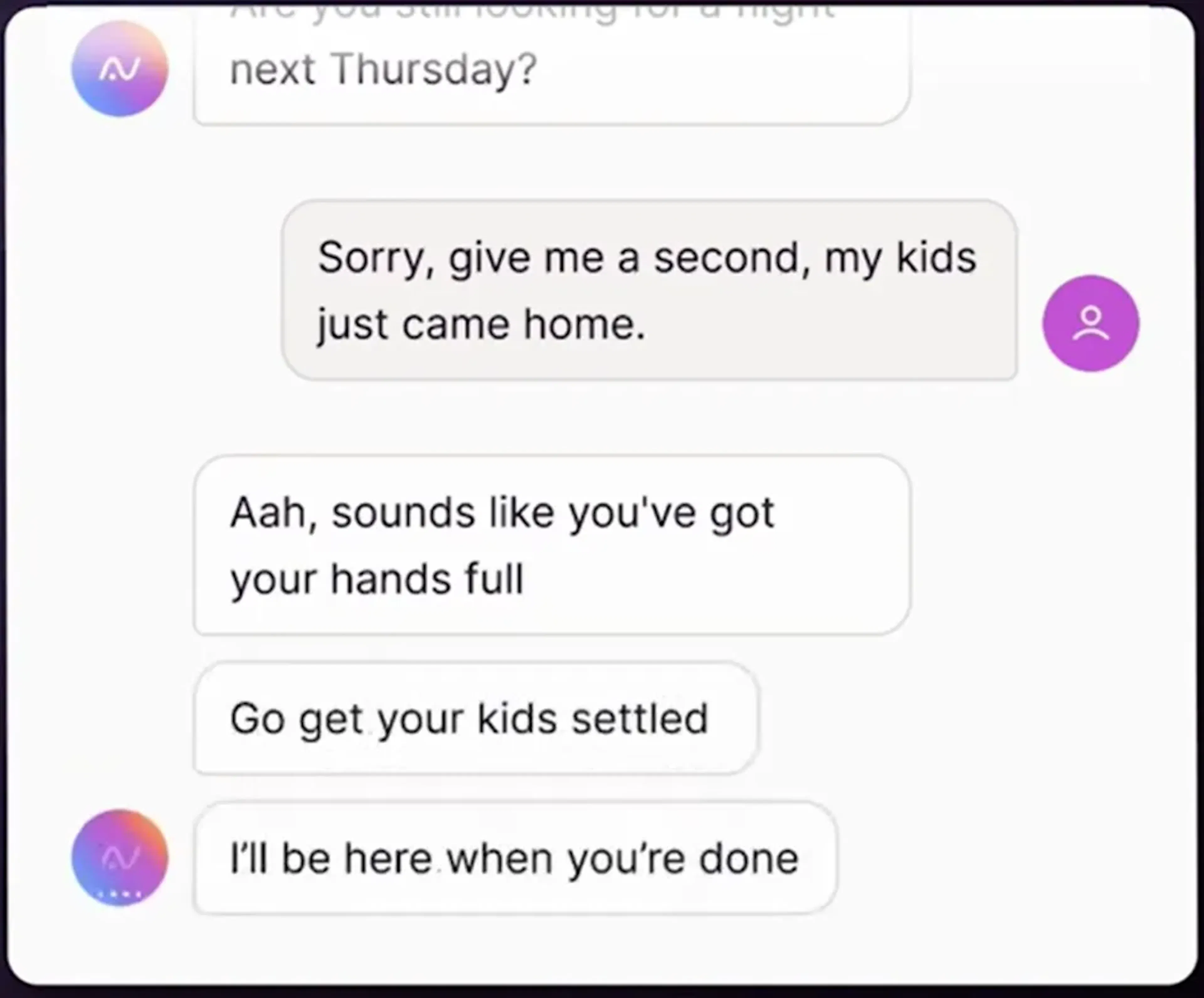 A voice call transcript on Parloa AI