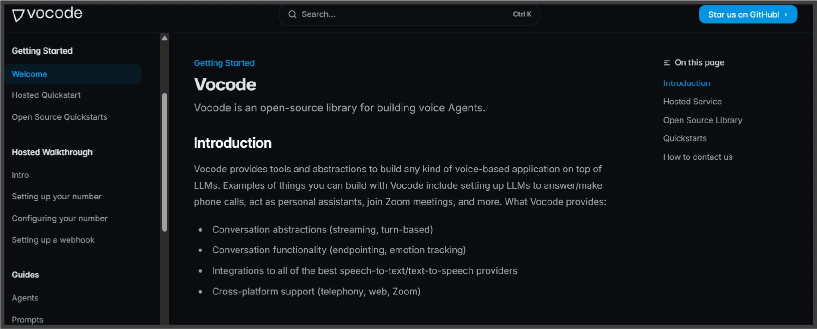 Screenshot of vocode page