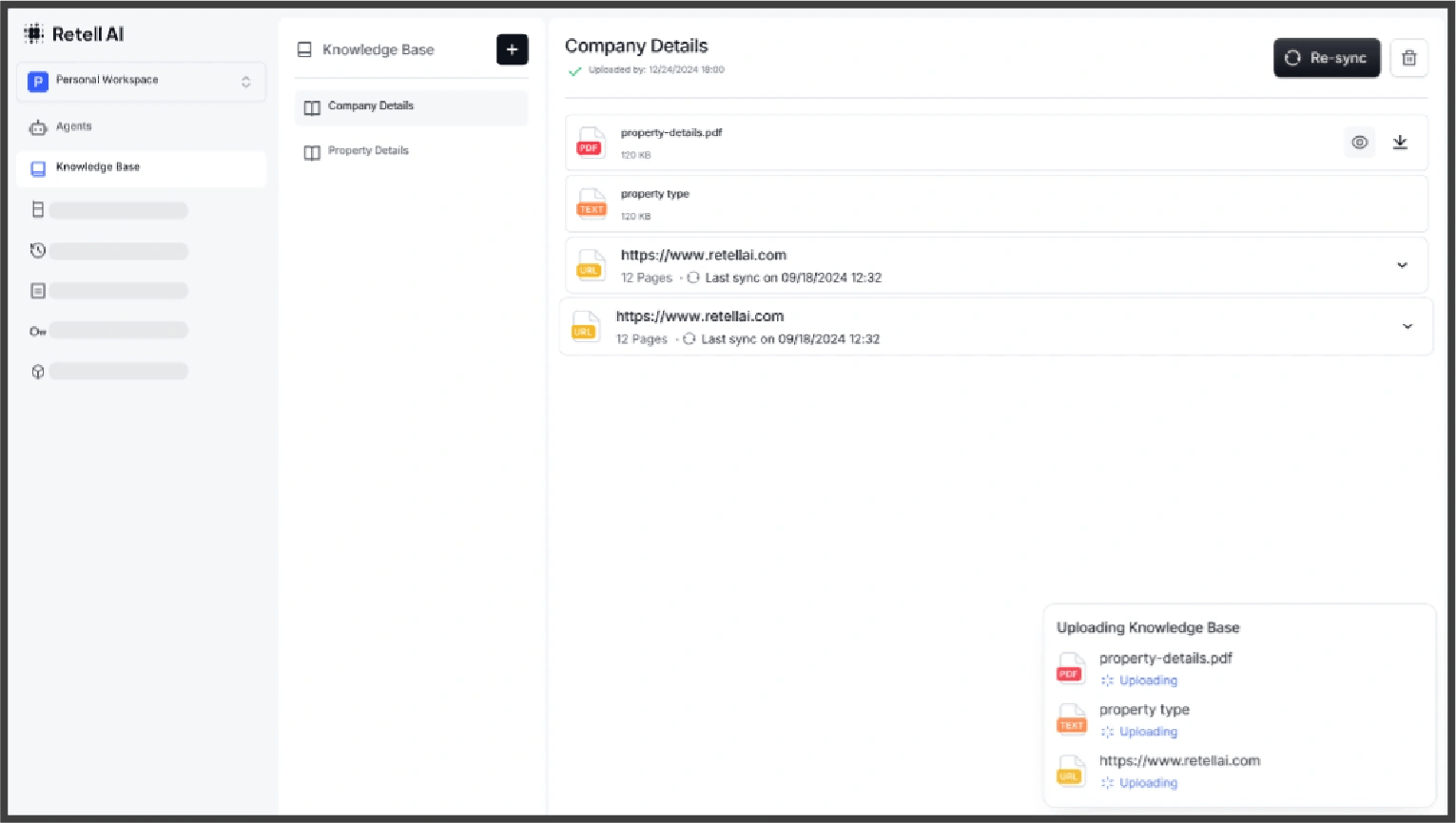 Screenshot of Retell AI developer documentation page