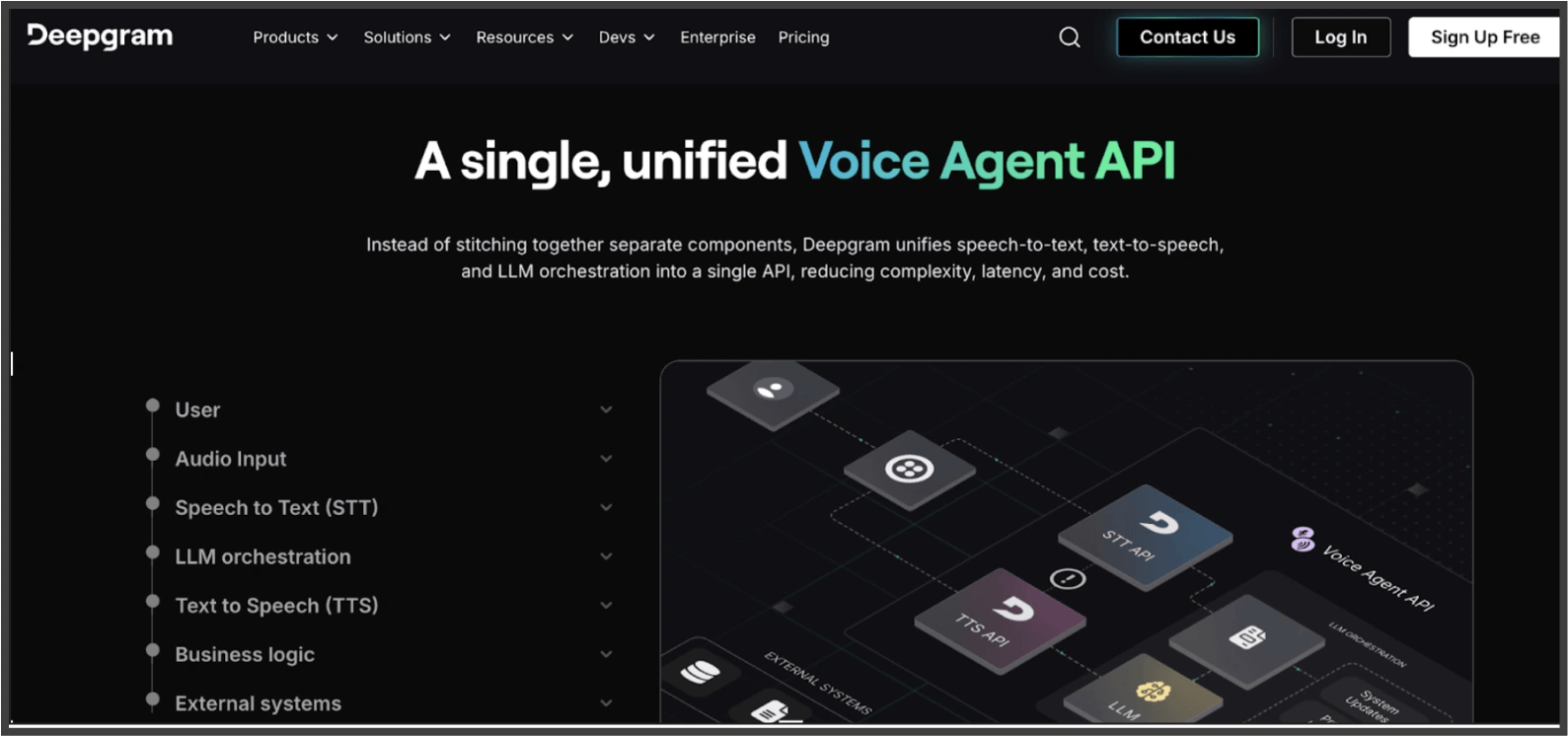 Screenshot of Deepgram Aura homepage