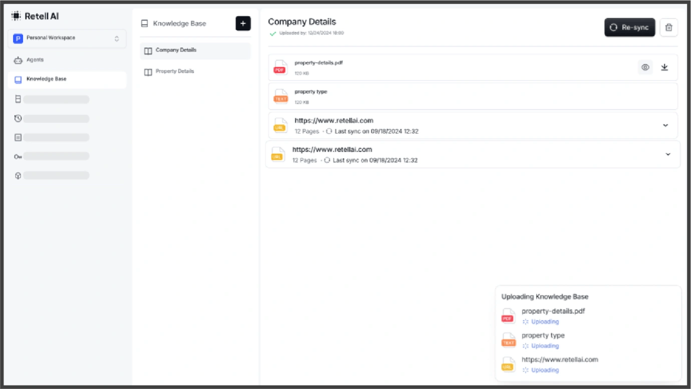 Screenshot of Retell AI developer documentation page