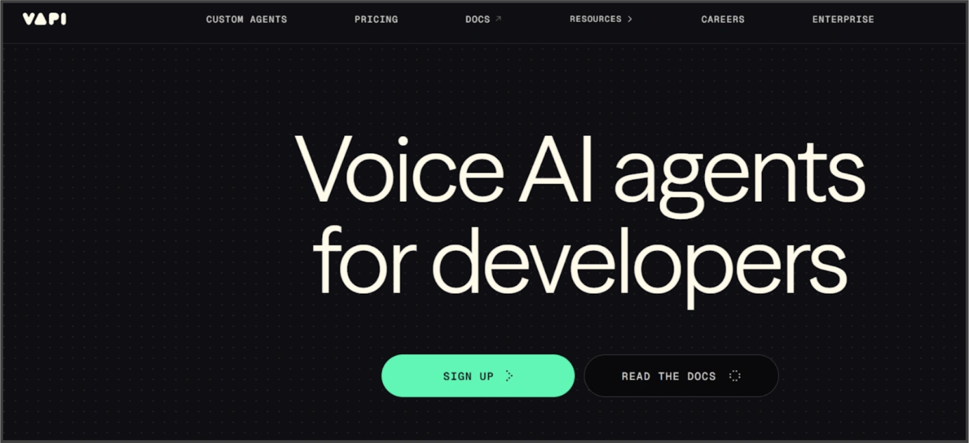 Screenshot of Vapi AI website