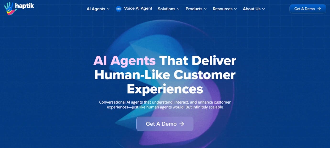 Haptik AI homepage 