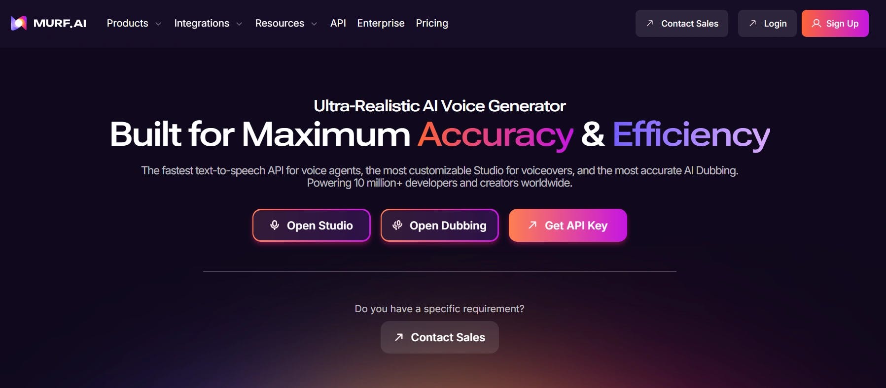 Screenshot of Murf AI home page