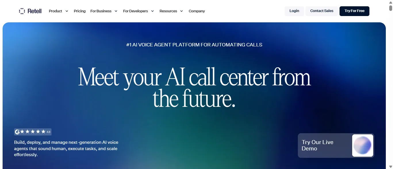 Retell AI website