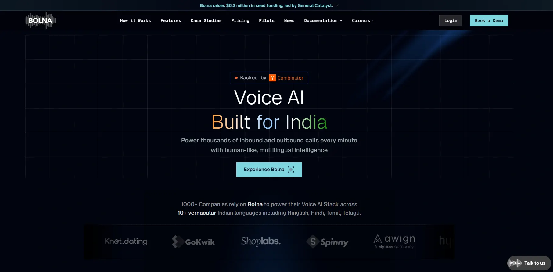 Home page of Bolna