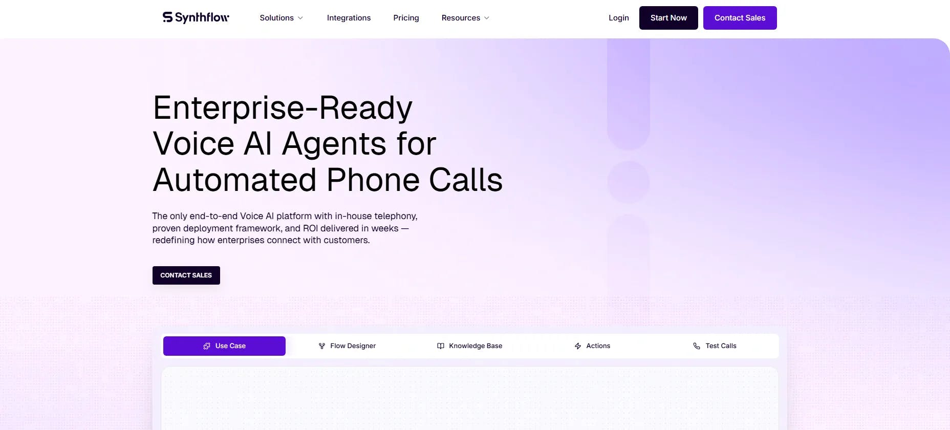 Home page of Synthflow
