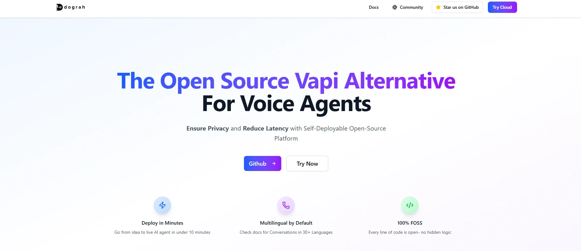 Home page of Dograh