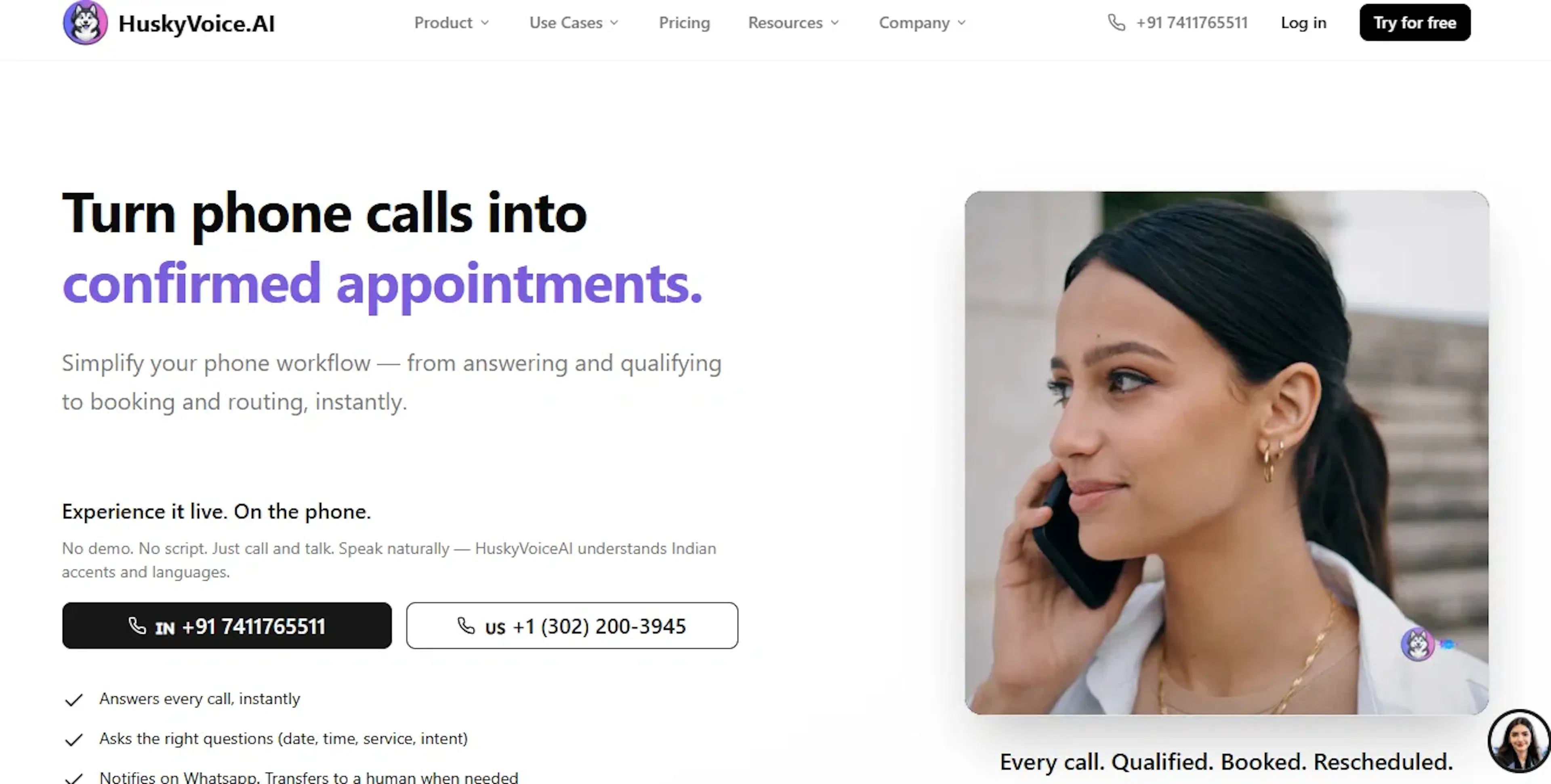 HuskyVoice.AI website 