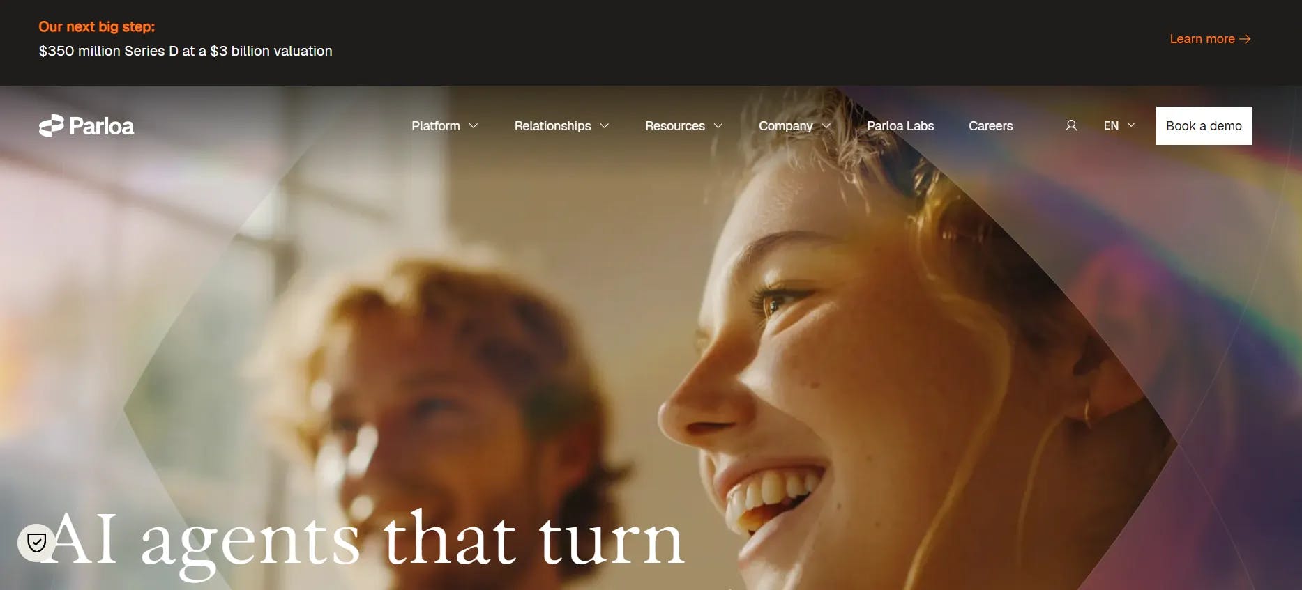 Parloa AI homepage screenshot