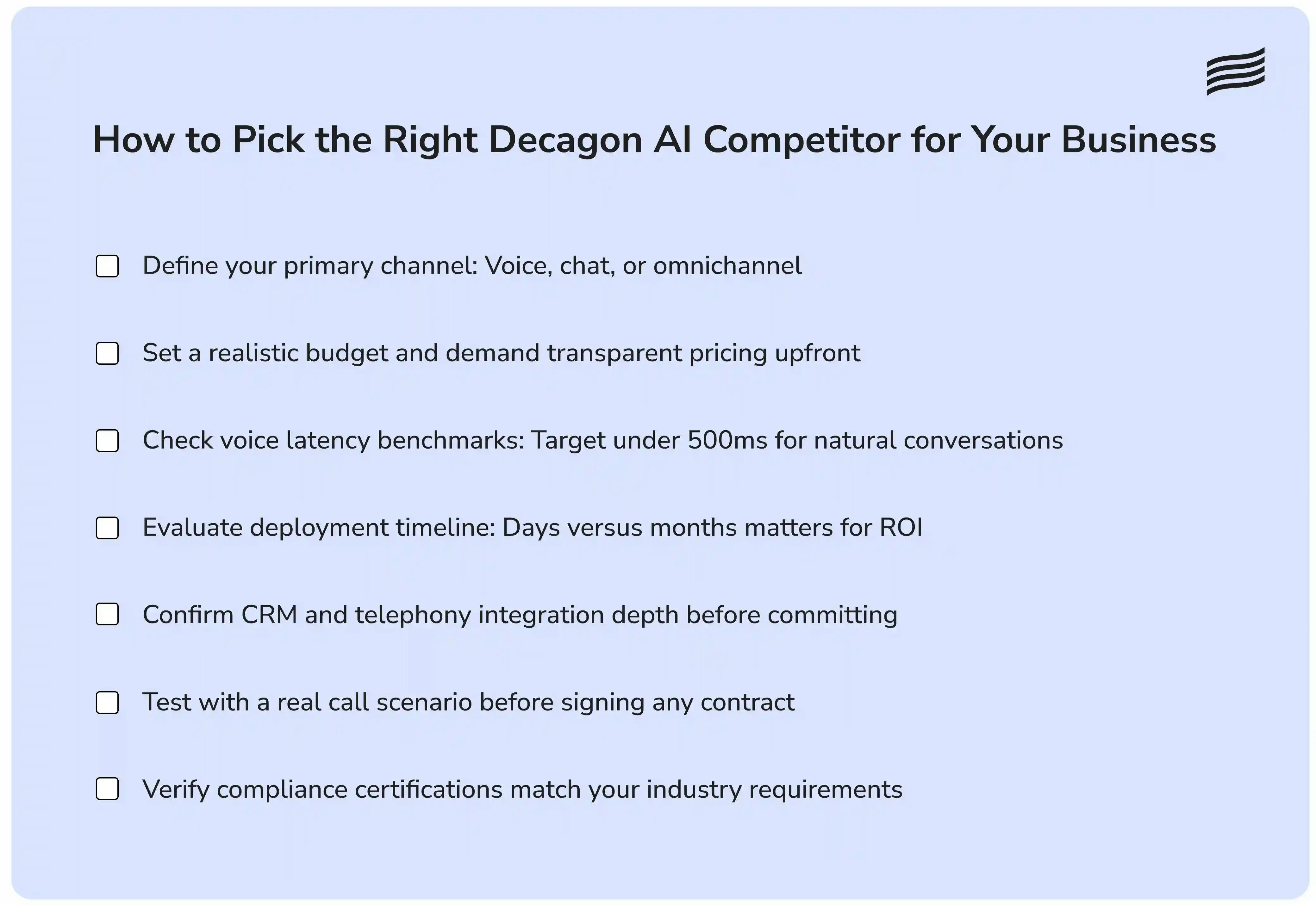Step-by-step guide to evaluating Decagon AI competitors for enterprise teams
