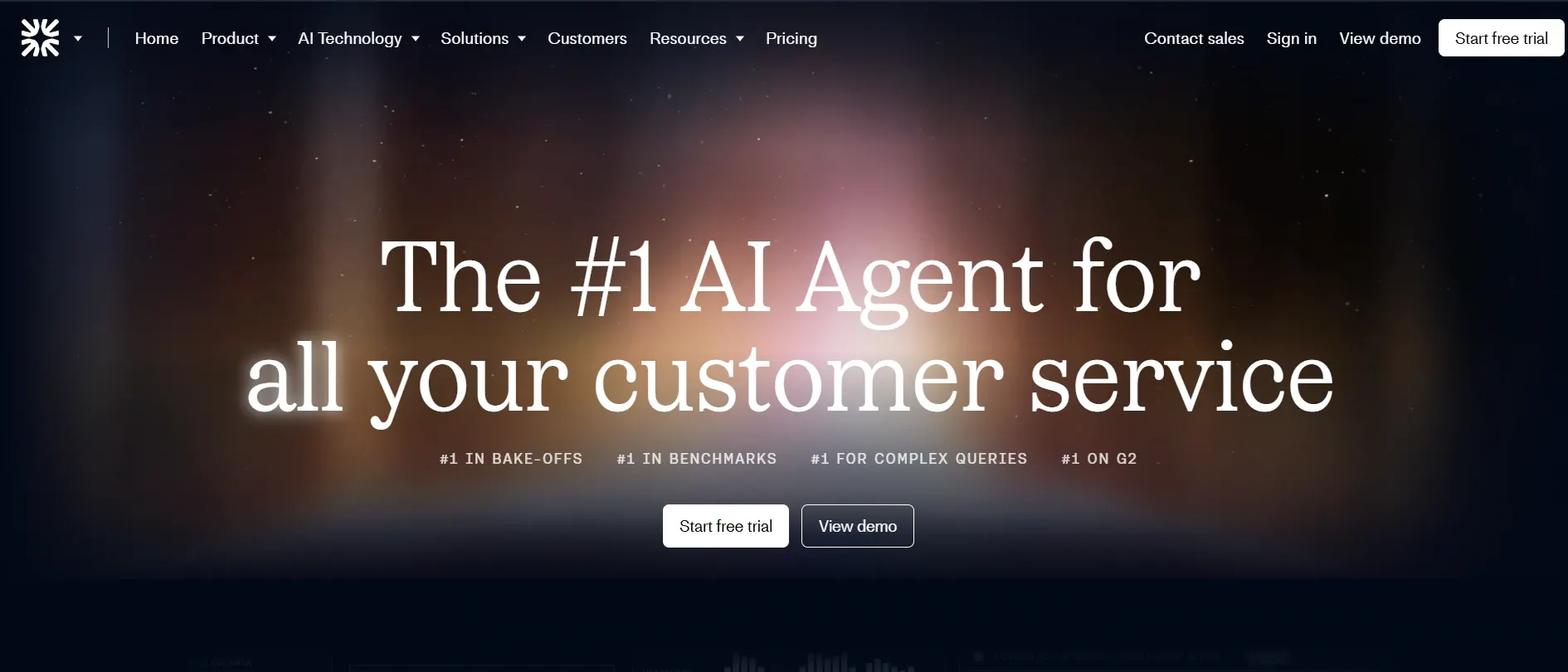 Intercom Fin AI agent homepage
