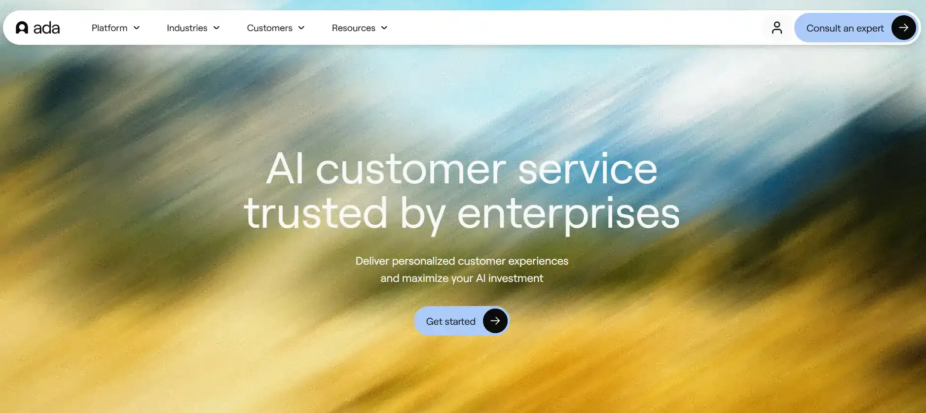 Ada AI customer support automation platform homepage