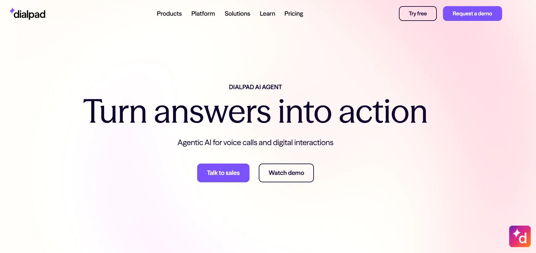 Dialpad AI-powered cloud communications platform homepage 