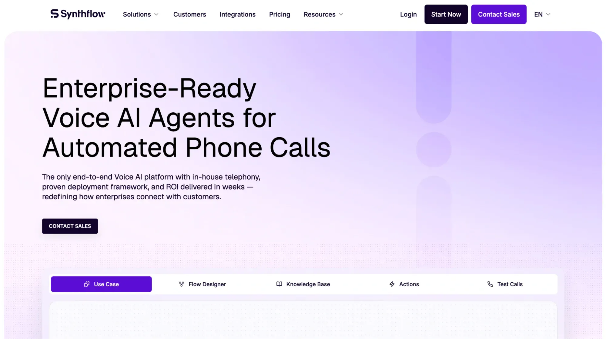 Synthflow AI homepage
