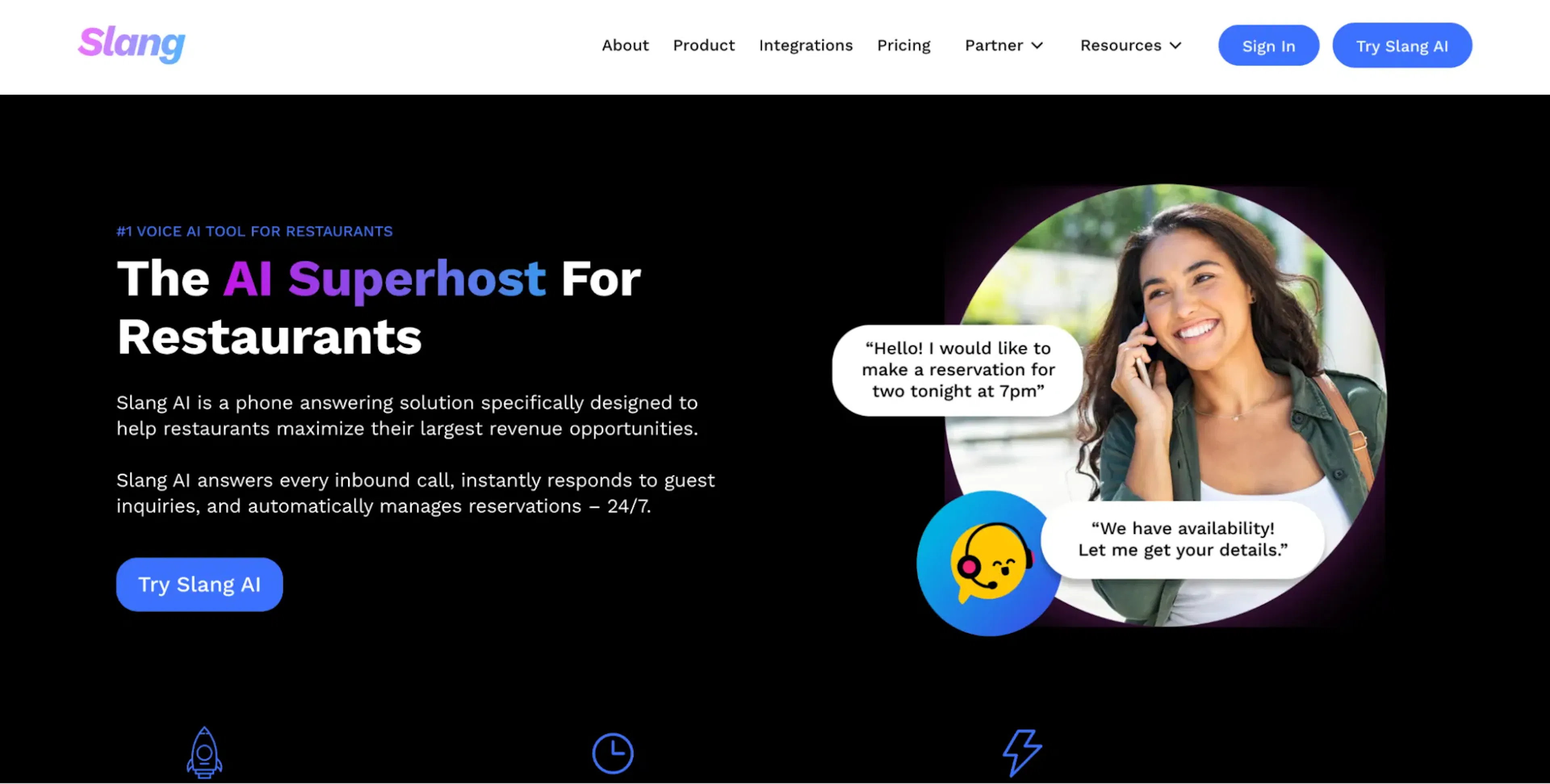 Slang AI homepage